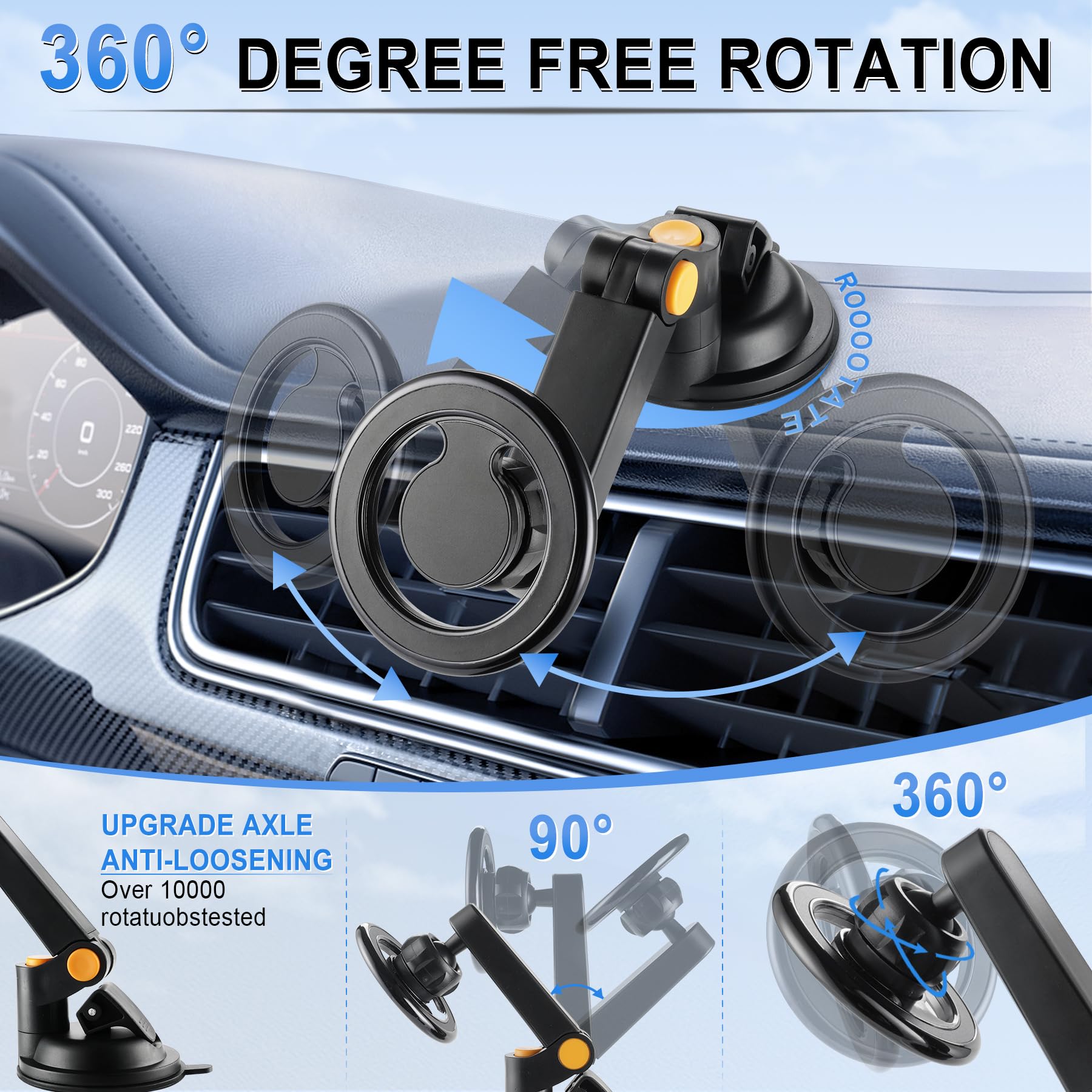 Urehepo Magsafe Car Mount, Magnetic Phone Holder For Car, Car Magnetic Phone Mount For Dashboard Windshield Air Vent, Car Accessories For Women, Magsafe Accessories, Fit For Iphone 16 15 Pro Max Plus