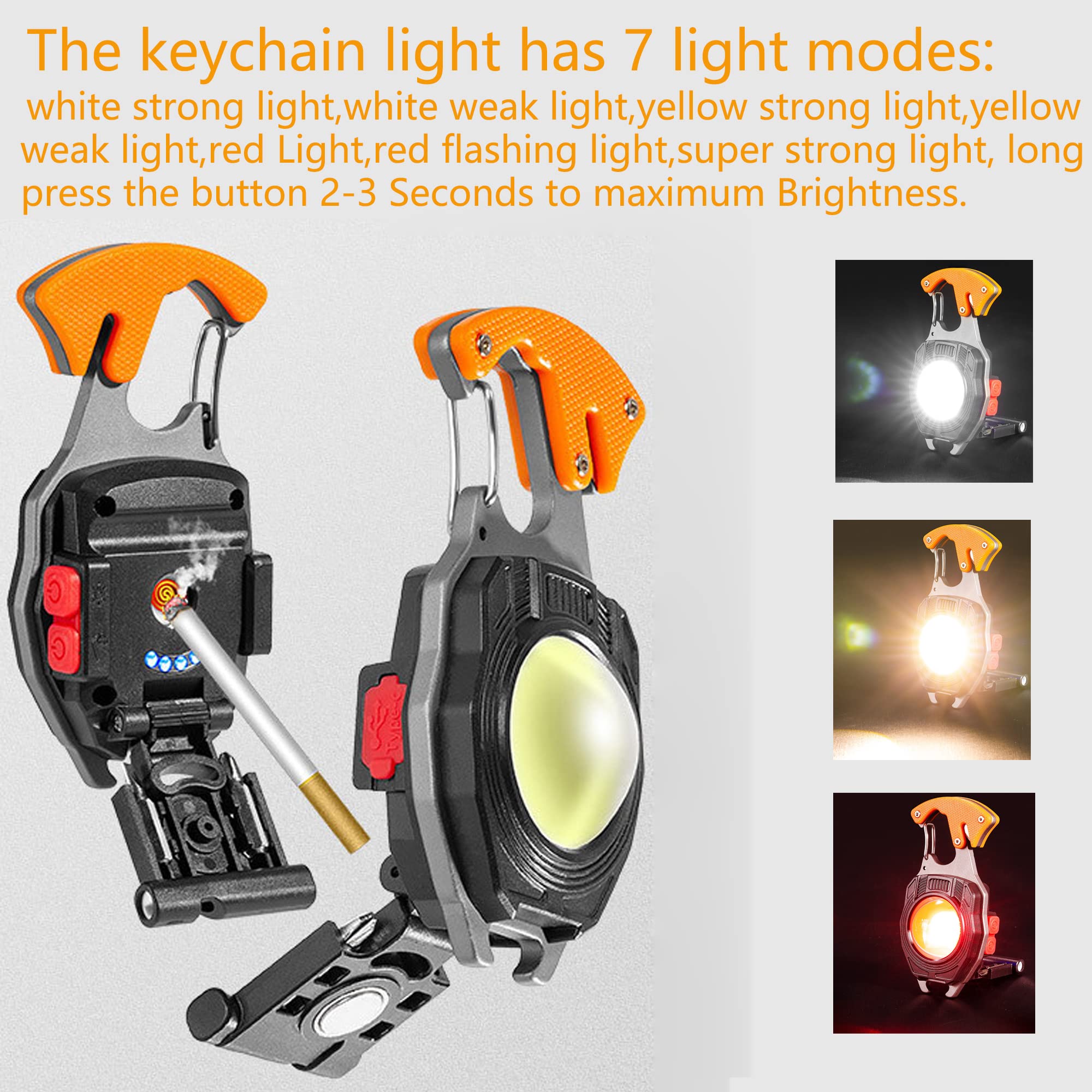 Lusostka Multifunctional Keychain Flashlights, Led Rechargeable Flashlights With Life-Saving Whistles, Screwdriver Bottle, Opener, Multiple Light Mode Portable Pocket Light For Outoor Hiking
