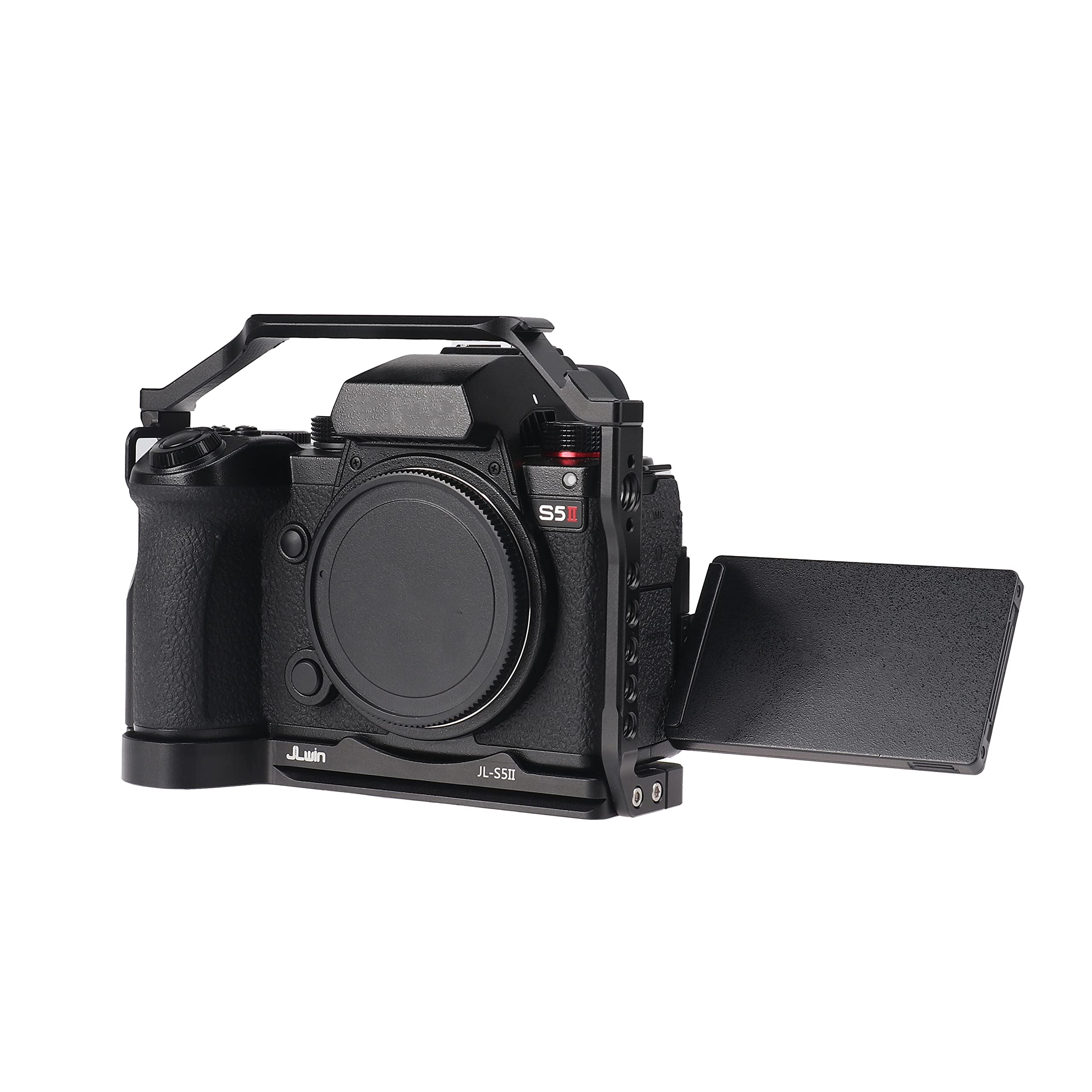 Fotga Aluminum Camera Cage + Top Handle For Panasonic Lumix S5Ii S5 Mark Ii G9Ii G9 Mark Ii Mirrorless Dslr Camera Making Video Filmmaking Compatible Arca Swiss Clamp