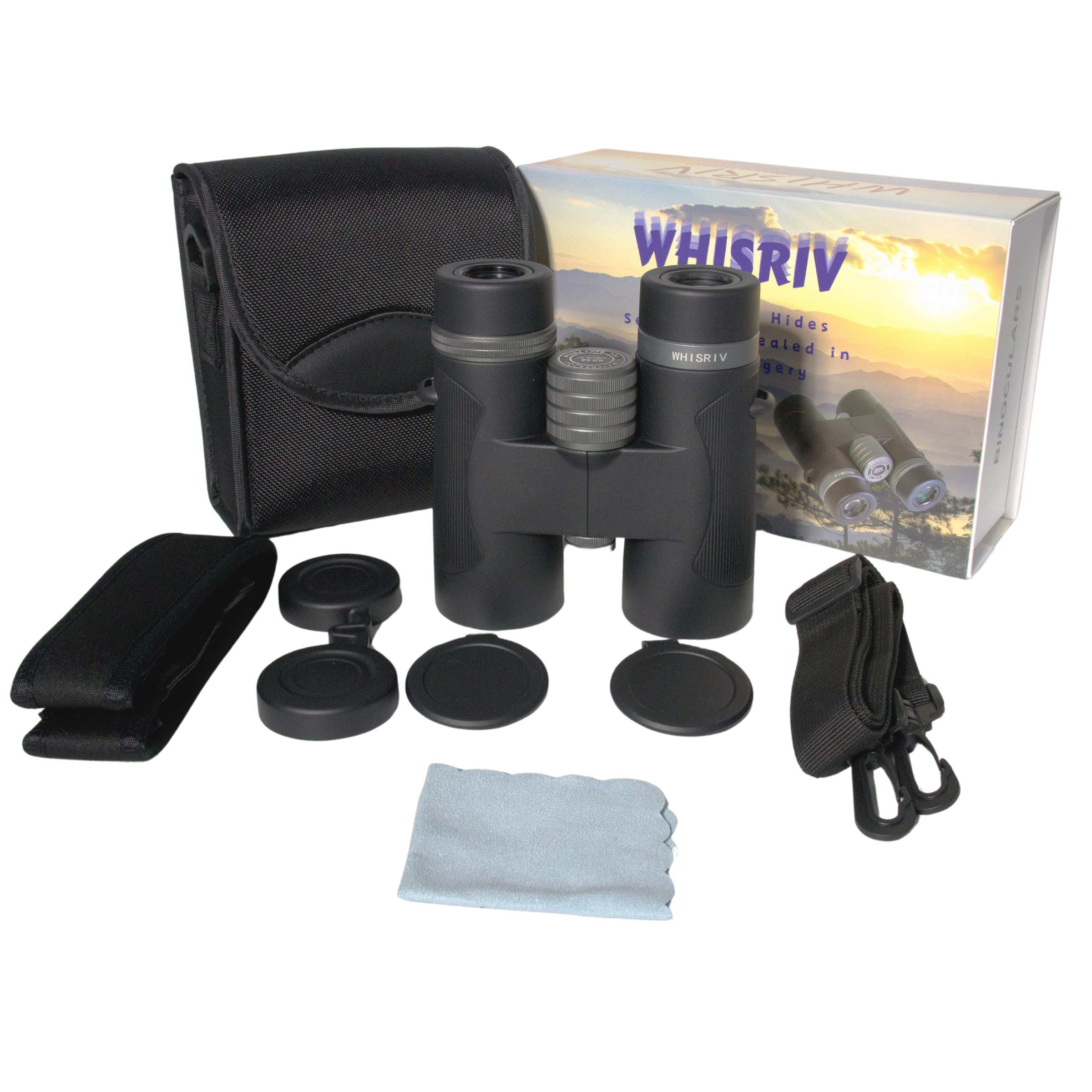 Whisriv 8X42 Binoculars For Adults, Bak4, Lanthanide Ed Glasses, Fmc, Wide Fov, Long Eye-Relief, Nitrogen Purged Waterproof, Fogproof, Shockproof, Ideal For Hunting, Bird Watching, Travel, Outdoors