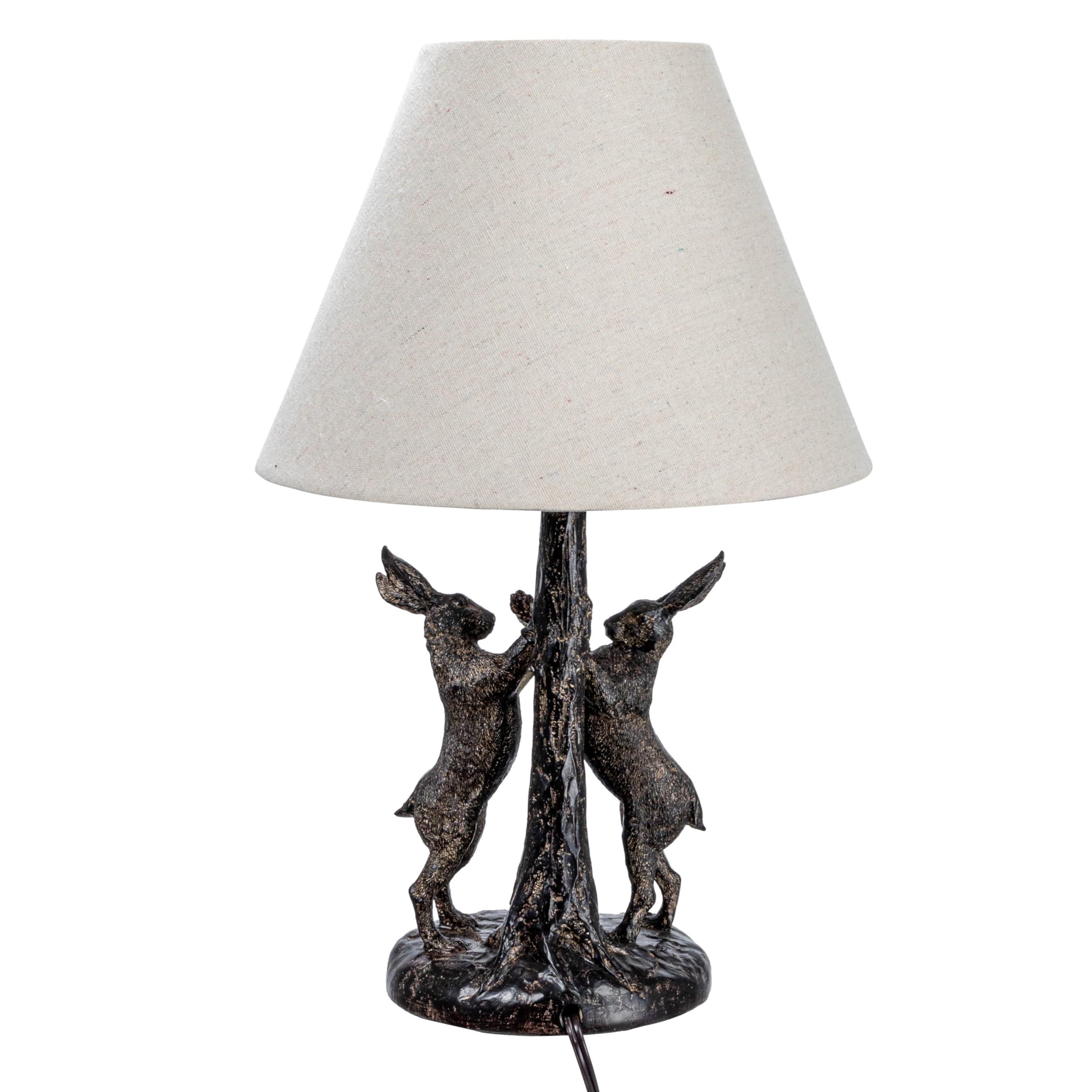 Creative Co-Op Ec1464 Bunny Rabbit Linen Empire Shade, Brown And Natural Table Lamp
