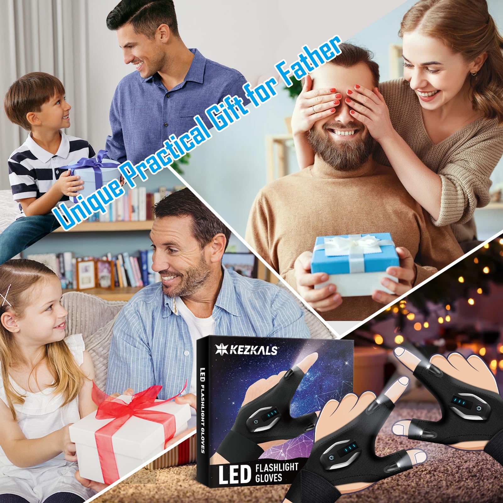 Kezkals  For Men Rechargeable Flashlight Gloves, Fathers Day Dad  From Daughter, Dad  For Fathers Day, Birthday  For Husband Boyfriend, Father'S Day Flashlight Gloves, Cool Gadgets
