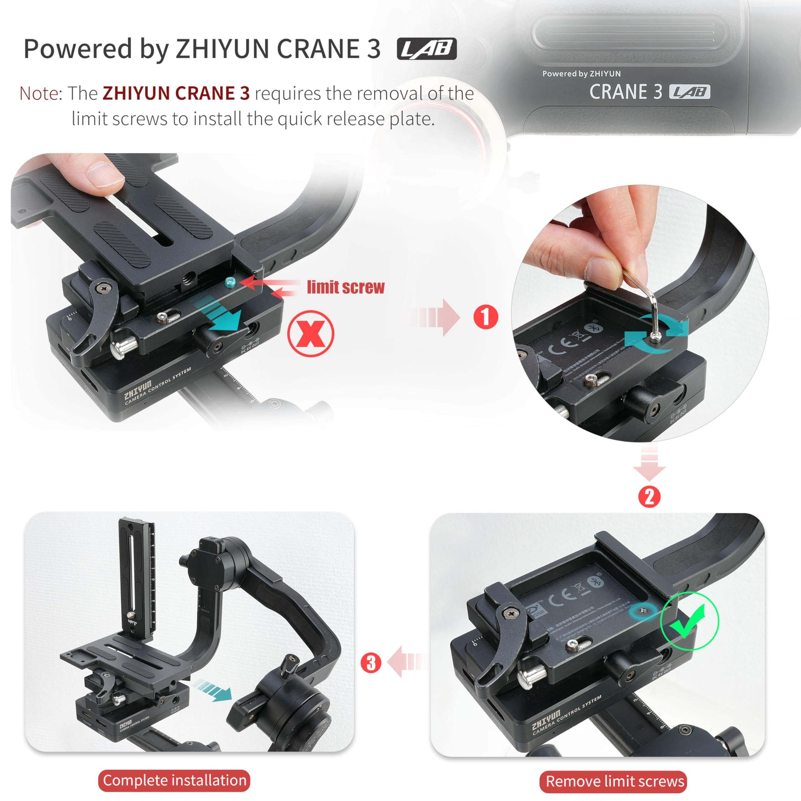 Hersmay Universal Arca-Swiss Quick Release Vertical Stand L Bracket Plate For Zhiyun Weebill S/Weebill 2/ Weebill 3/ Crane 2/ Crane3 Gimbal Stabilizer Accessories For Dslr And Mirrorless Camera