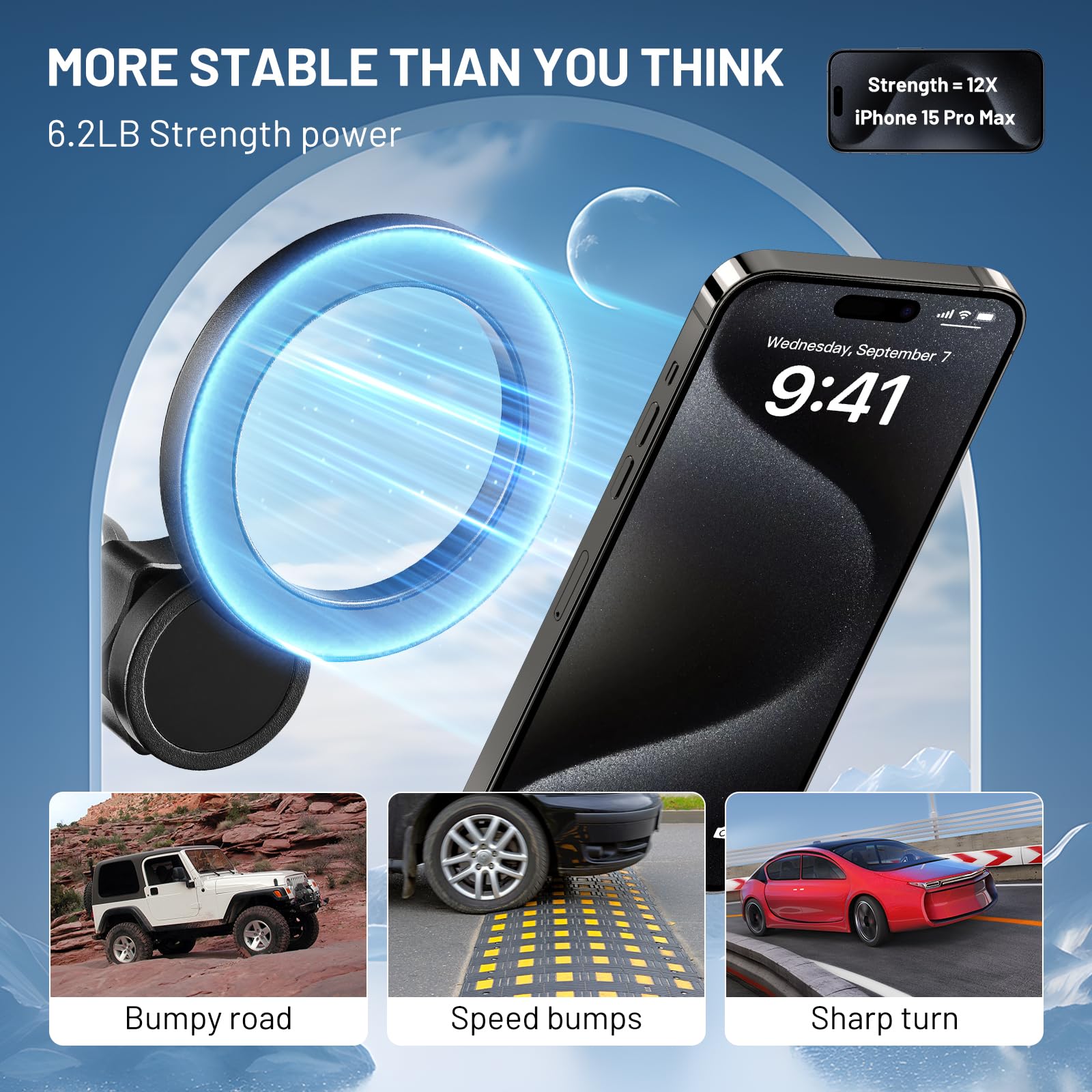 This Hill Magnetic Cup Holder Phone Mount, Compatible With Magsafe, Adjustable Height Car Cup Holder Compatible With Iphone 16 Pro Max / 15/14 / 13/12 Series, Secure Fit For Car Or Suv