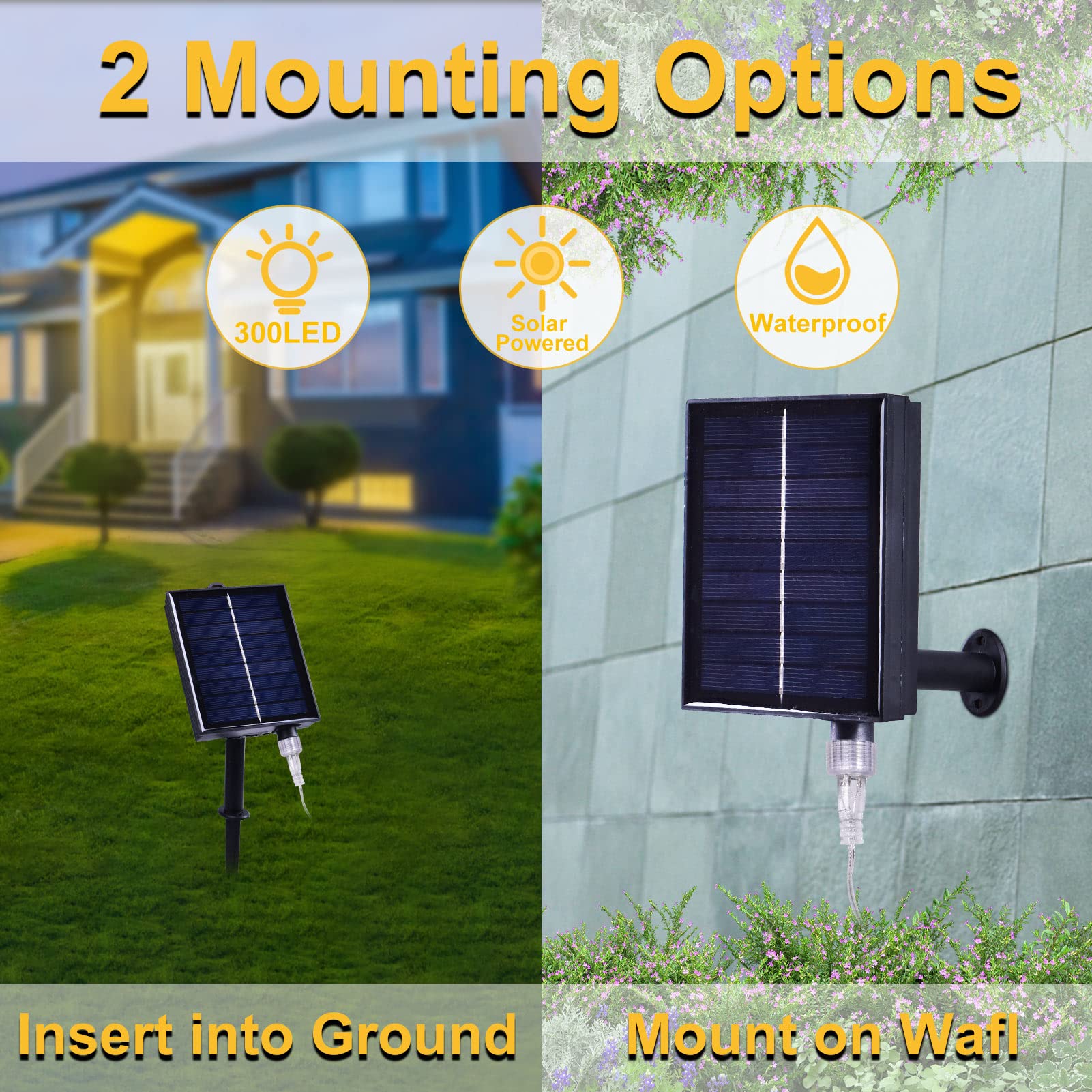 Xinxianlian 300Led Solar Curtain Lights - Outdoor/Indoor Solar String Lights With 8 Modes & Waterproof Design For Home Garden Patent Decoration (Cold White)