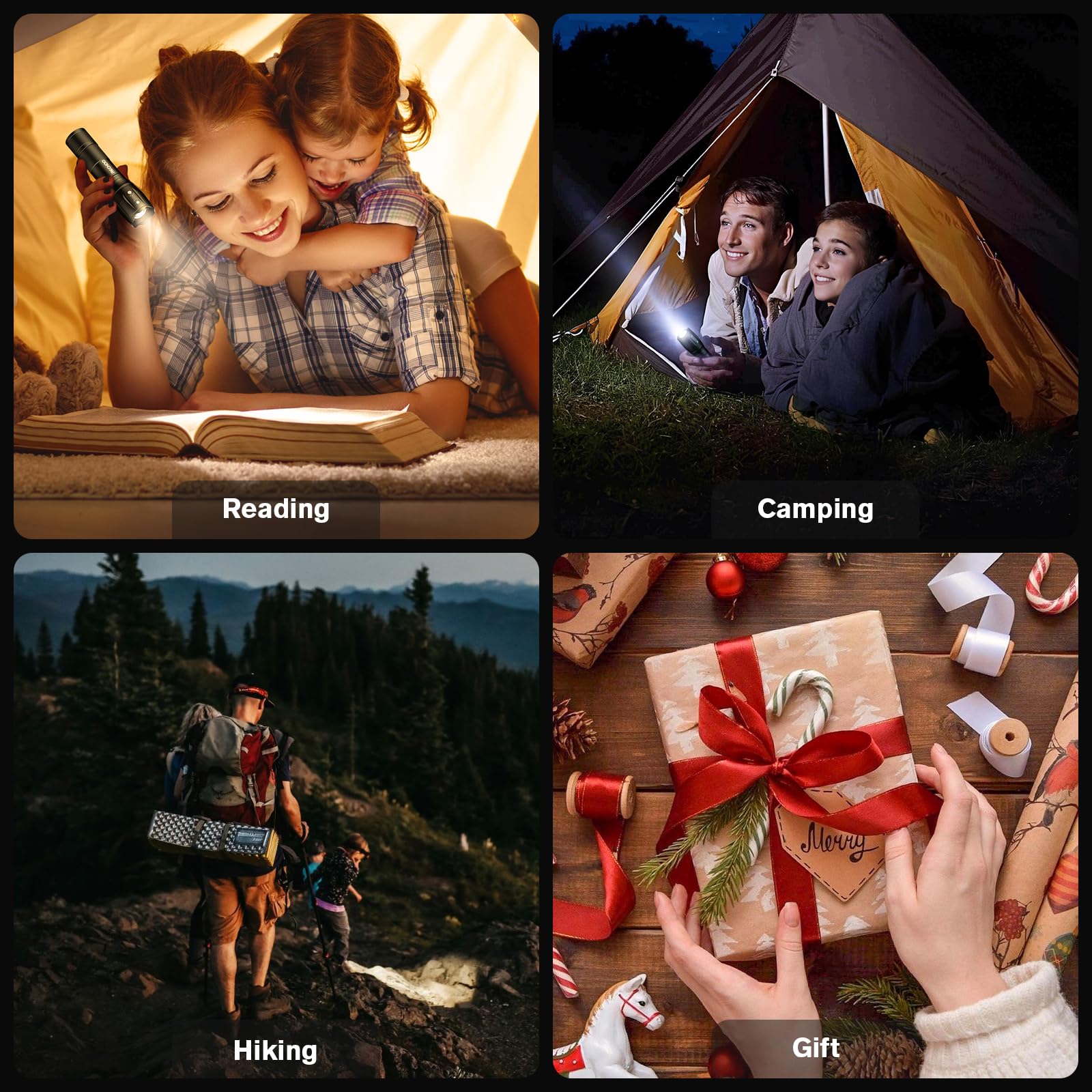 Rechoo Led Flashlights High Lumens 2 Pack, Powerful Tactical Flashlight With 3 Modes, Pocket Small Flash Light, Waterproof Zoomable Flashlights For Home Emergencies, Camping Essentials (Battery Included)