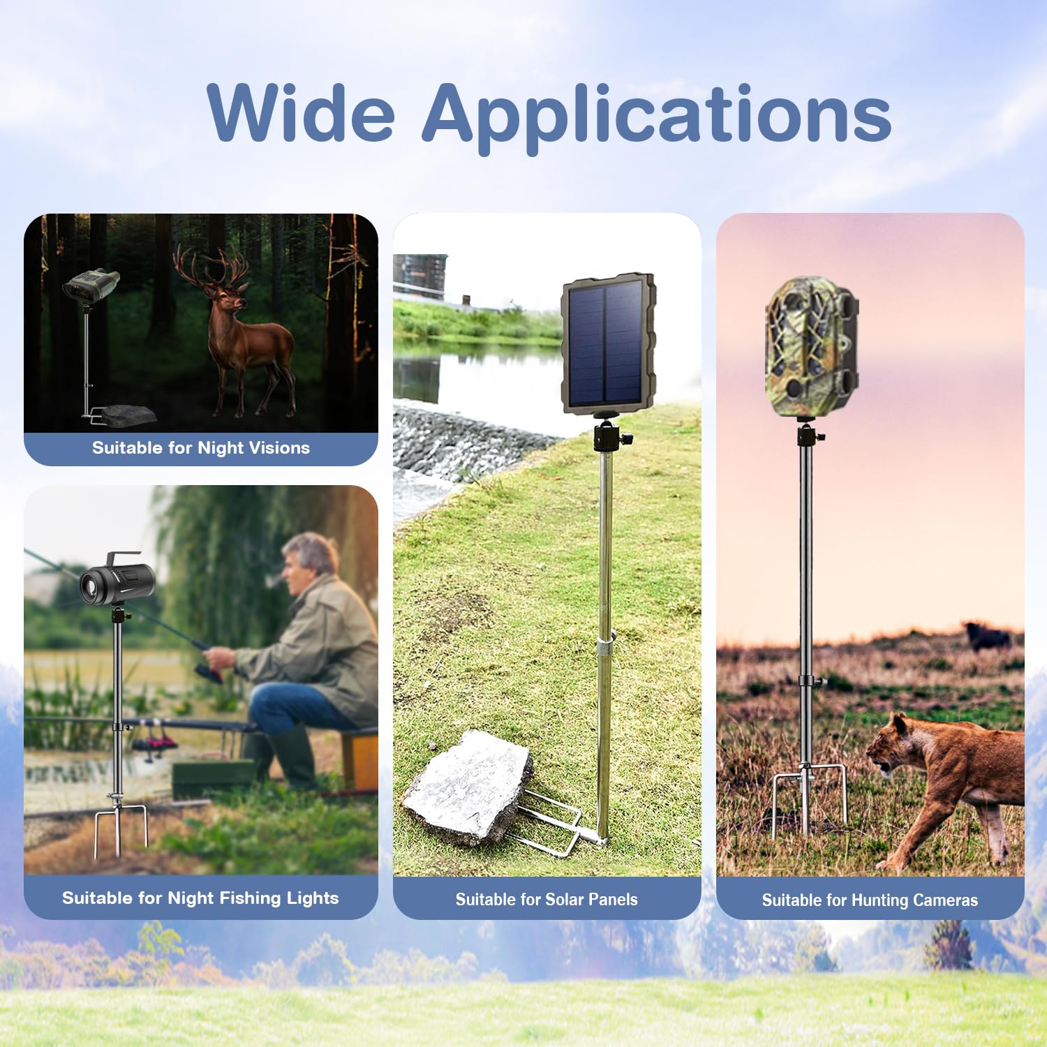 Stedan 1 Pack Trail & Game Camera Stand Thick Foldable Stainless Steel Bracket 360° Adjustable Universal Thread Connection 1/4''-20 (6 Mm) For Trail Camera Deer Cam Accessories