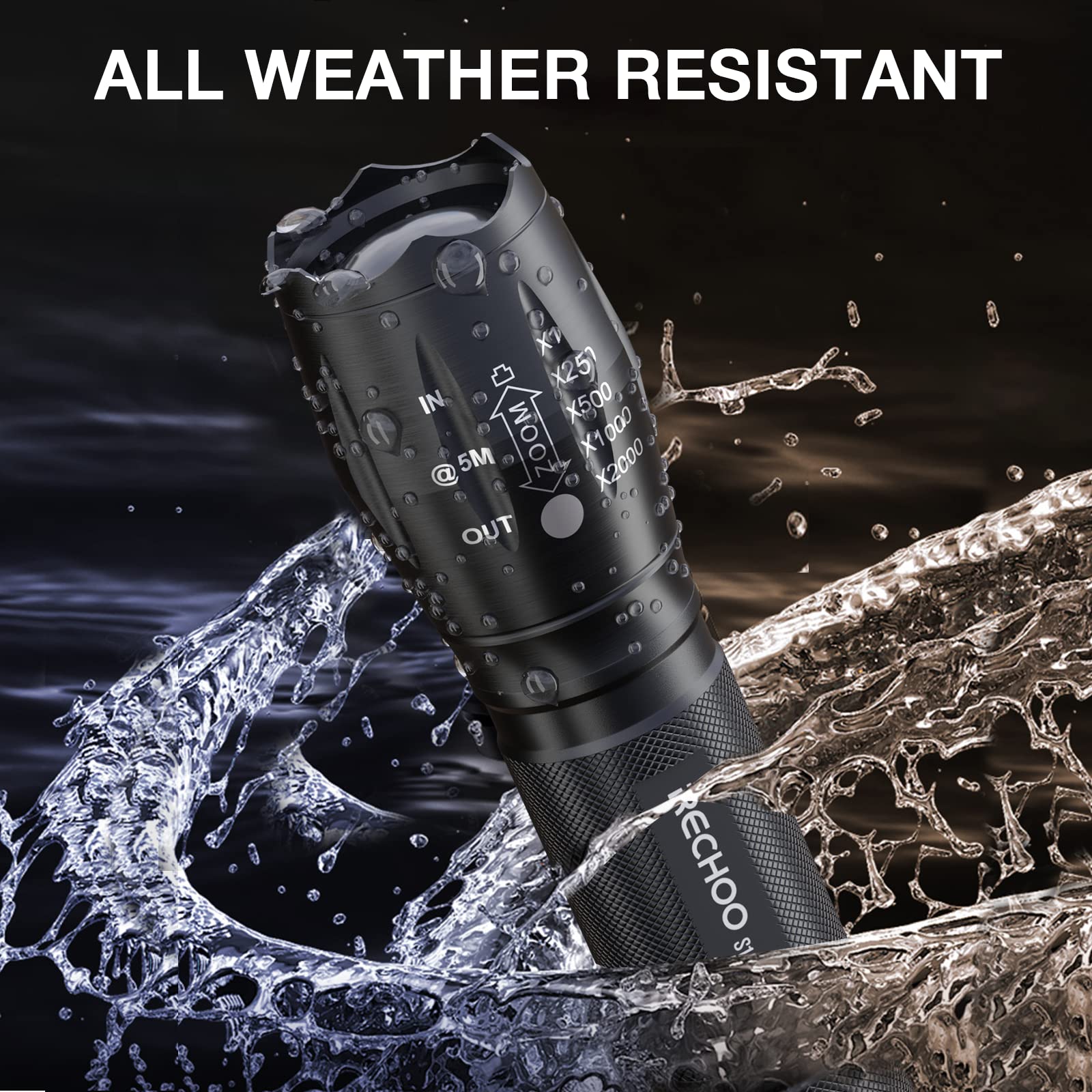 Rechoo 8 Pack Led Flashlight, Bright Powerful Flash Light With 5 Lighting Modes, Small Zoomable Utility Flashlights High Lumens, Waterproof Edc Flashlights For Home, Camping, Emergency - S1500
