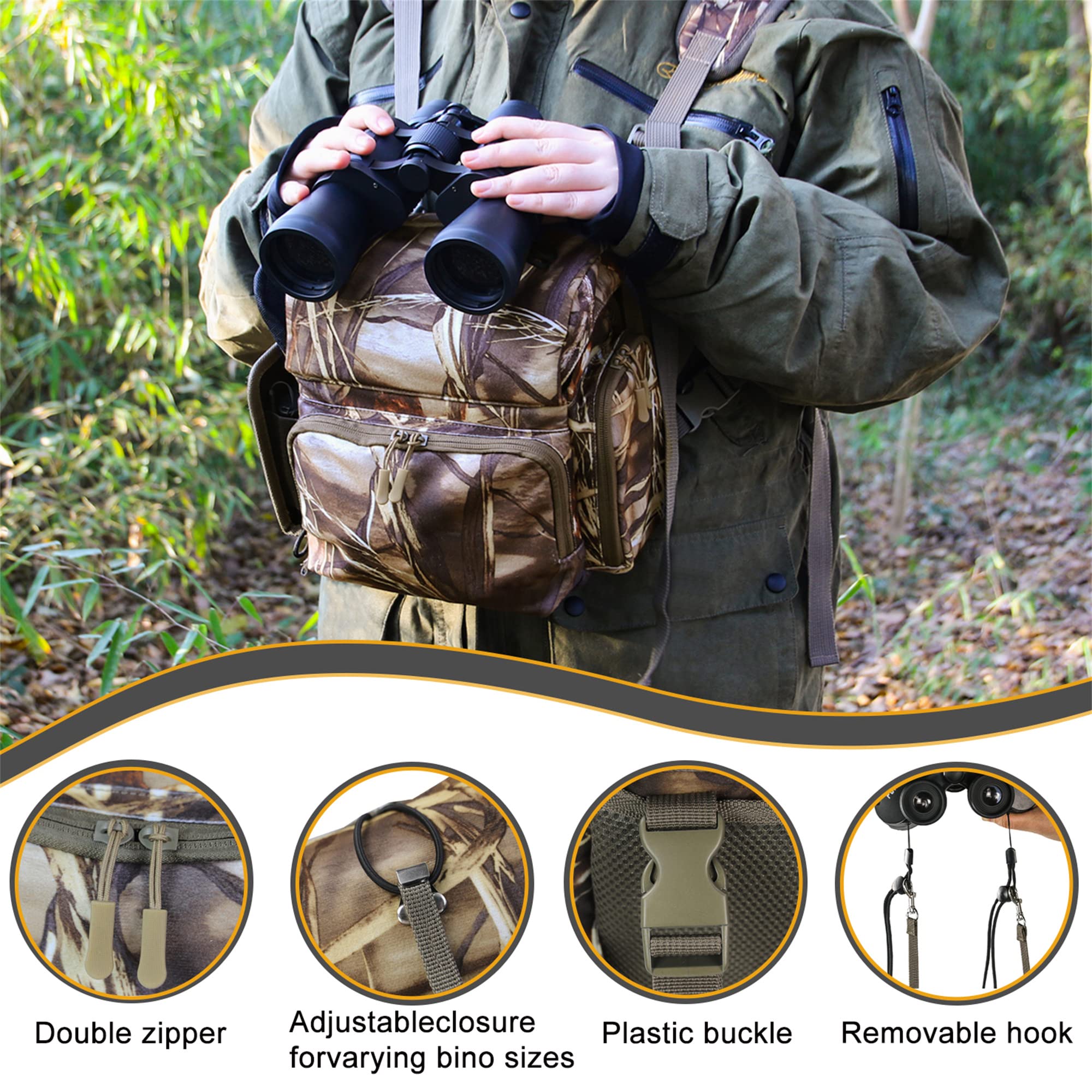 Mdstop Binocular Harness Chest Pack, Bino Case With Rangefinder Pouch, Bino Harness, Binocular Chest Pack, Chest Pack For Hunting, Binocular Harness For Bird Watching, Hunting, Hiking, Shooting