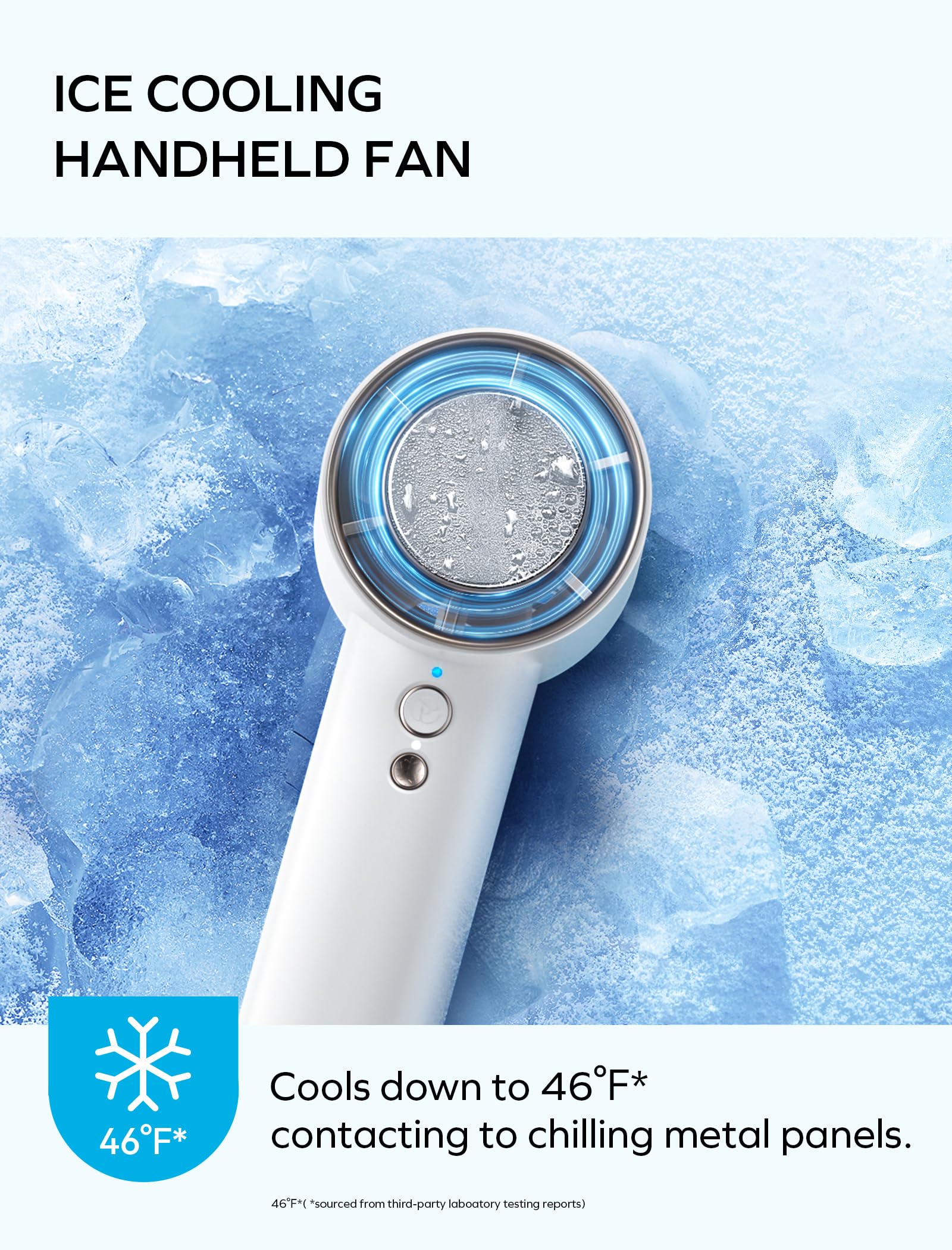 Momax Handheld Fan With Ice Cooling, Fast Cooling To 46°F, Usb Rechargeable, Mini Fan With 12000Rpm