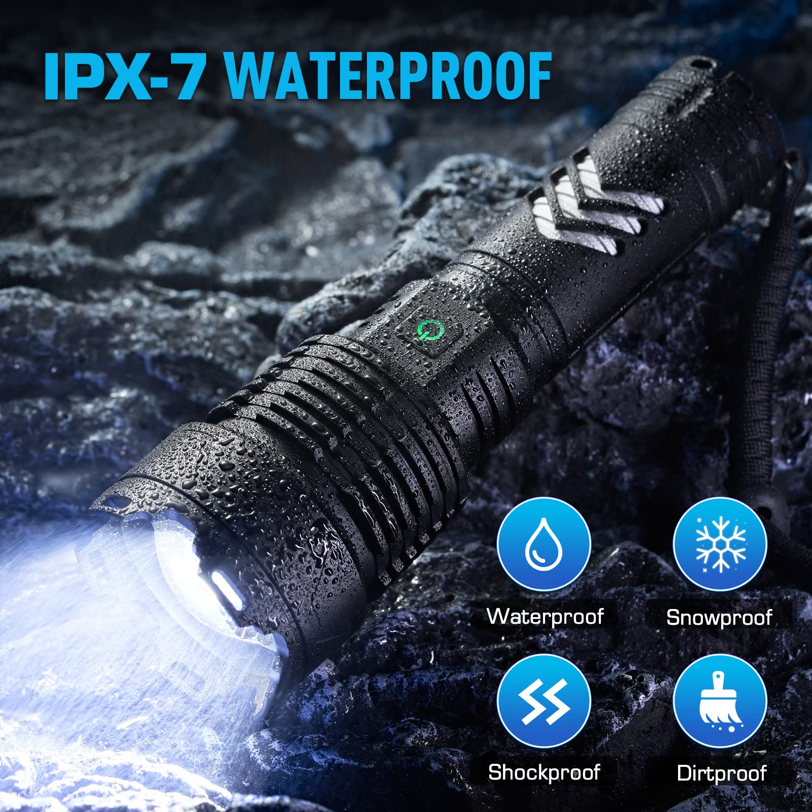 Sinvimes Rechargeable Flashlights High Lumens, 990000Lm Xhp160.8 Powerful Tactical Flashlight With Zoomable & 6 Modes & Ipx7 Waterproof, Super Bright Flashlight For Camping, Hiking, Emergencies