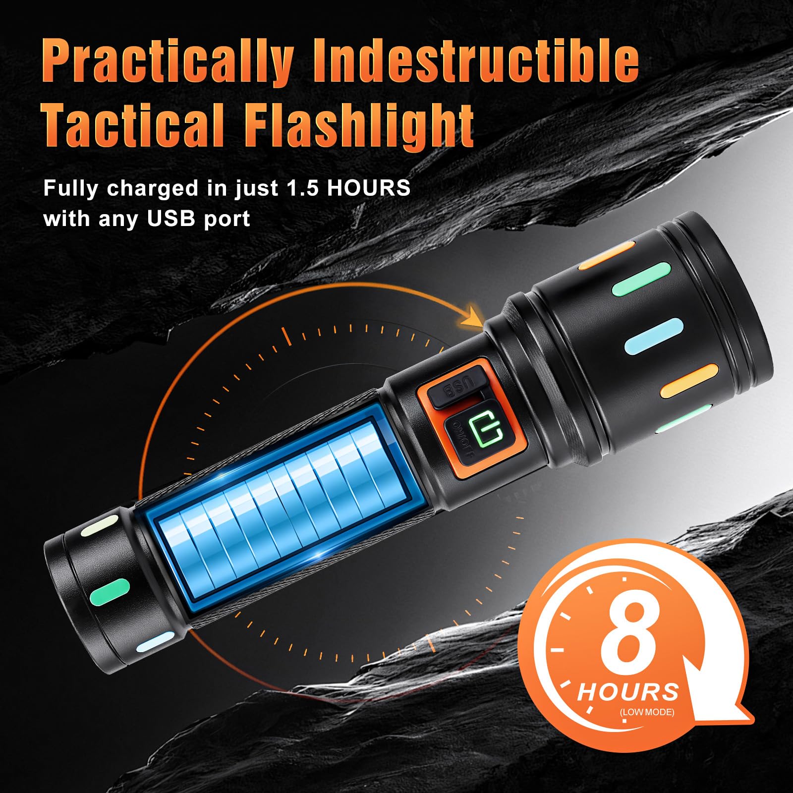 Ciwuzxs Super Bright Tactical Flashlight, Led Flashlights, High Powered 2000 Lumens With 3 Lighting Modes, Zoomable Waterproof Flash Lights For Emergency, Outdoor, Home, Camping, Hiking 2 Pack