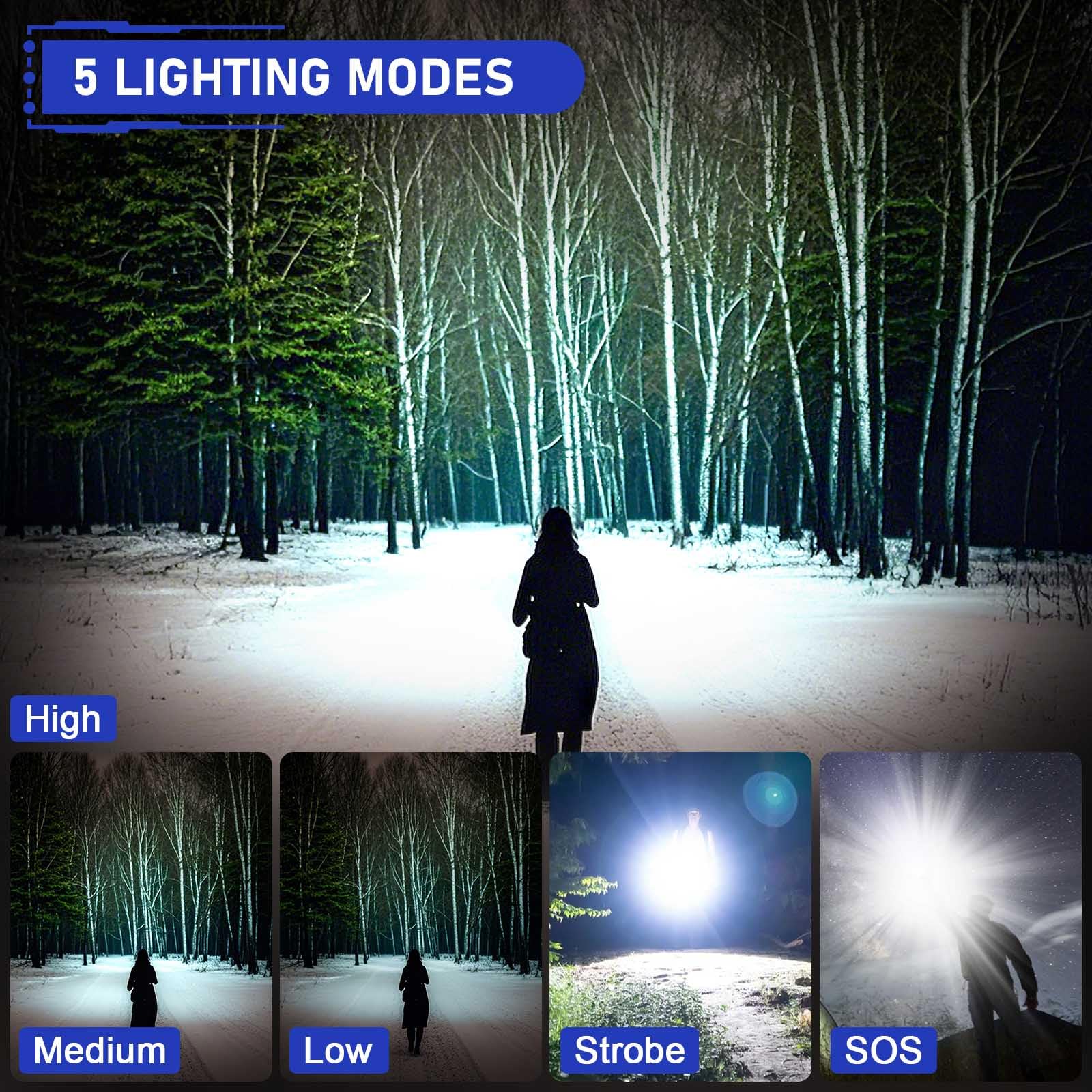 Startcool Flashlights High Lumens Rechargeable, Super Bright 990000 Lumens Flashlight Usb, High Powered Led Flashlight, Handheld Rechargeable Flash Light For Emergency Camping Hiking