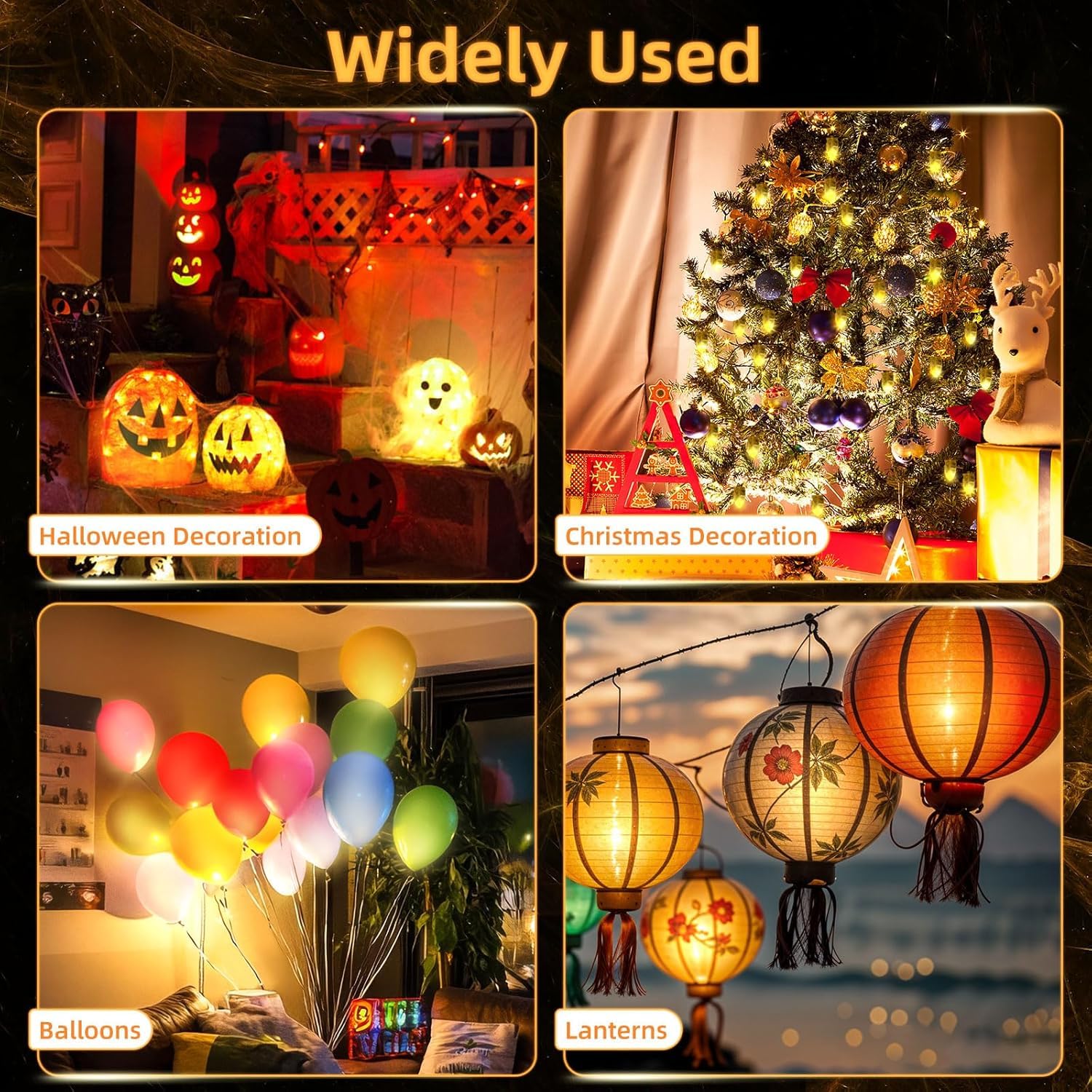 Lihao 30X Battery Operated Led Party Lights Seasonal Lighting For Balloons Paper Lanterns, Waterproof - Warm White