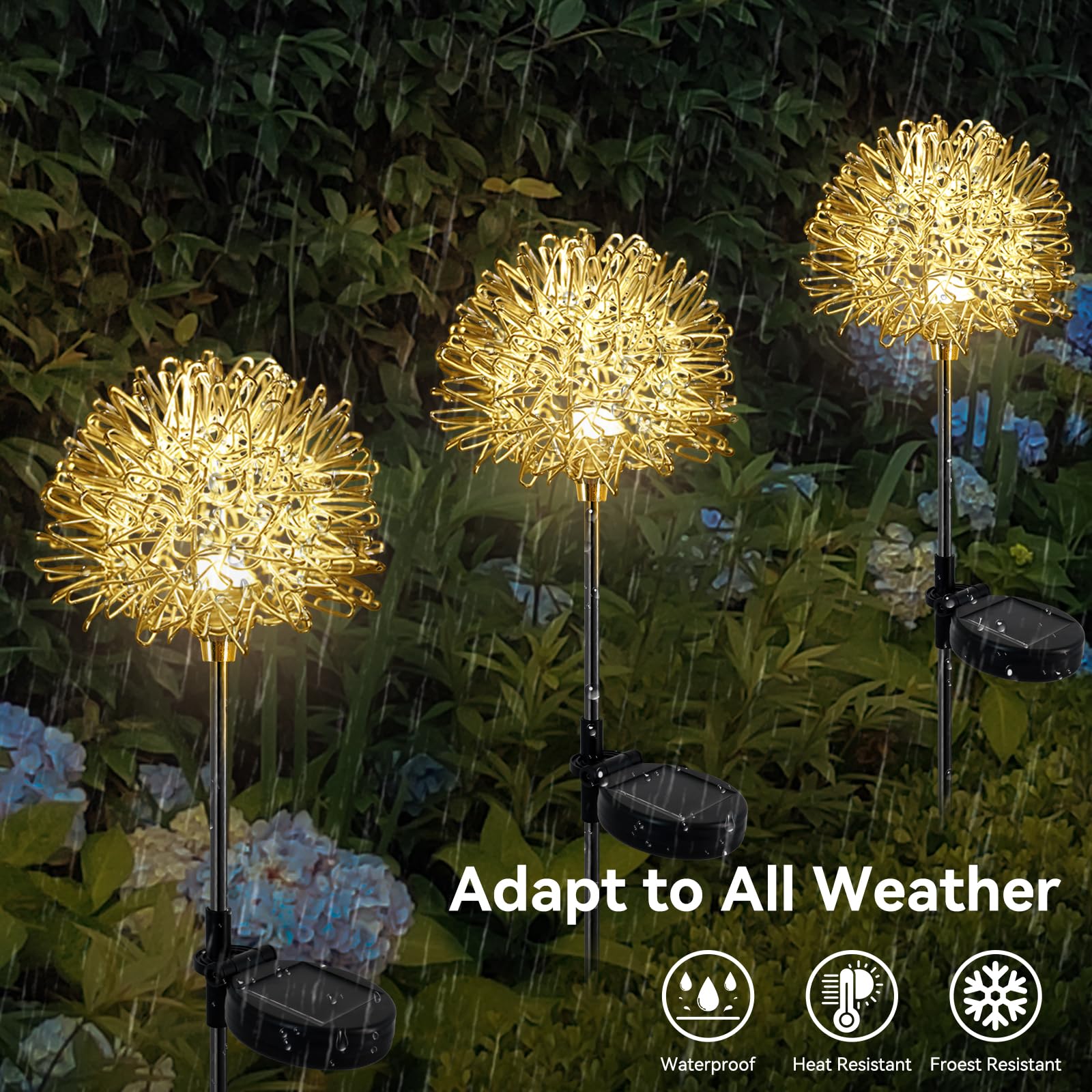 Yshengmian Solar Garden Lights Outdoor-2 Pack Decorative Light, Waterproof Solar Outdoor Lights Auto On/Off Solar Lights For Garden  For Pathway Party Christmas, Warmwhite