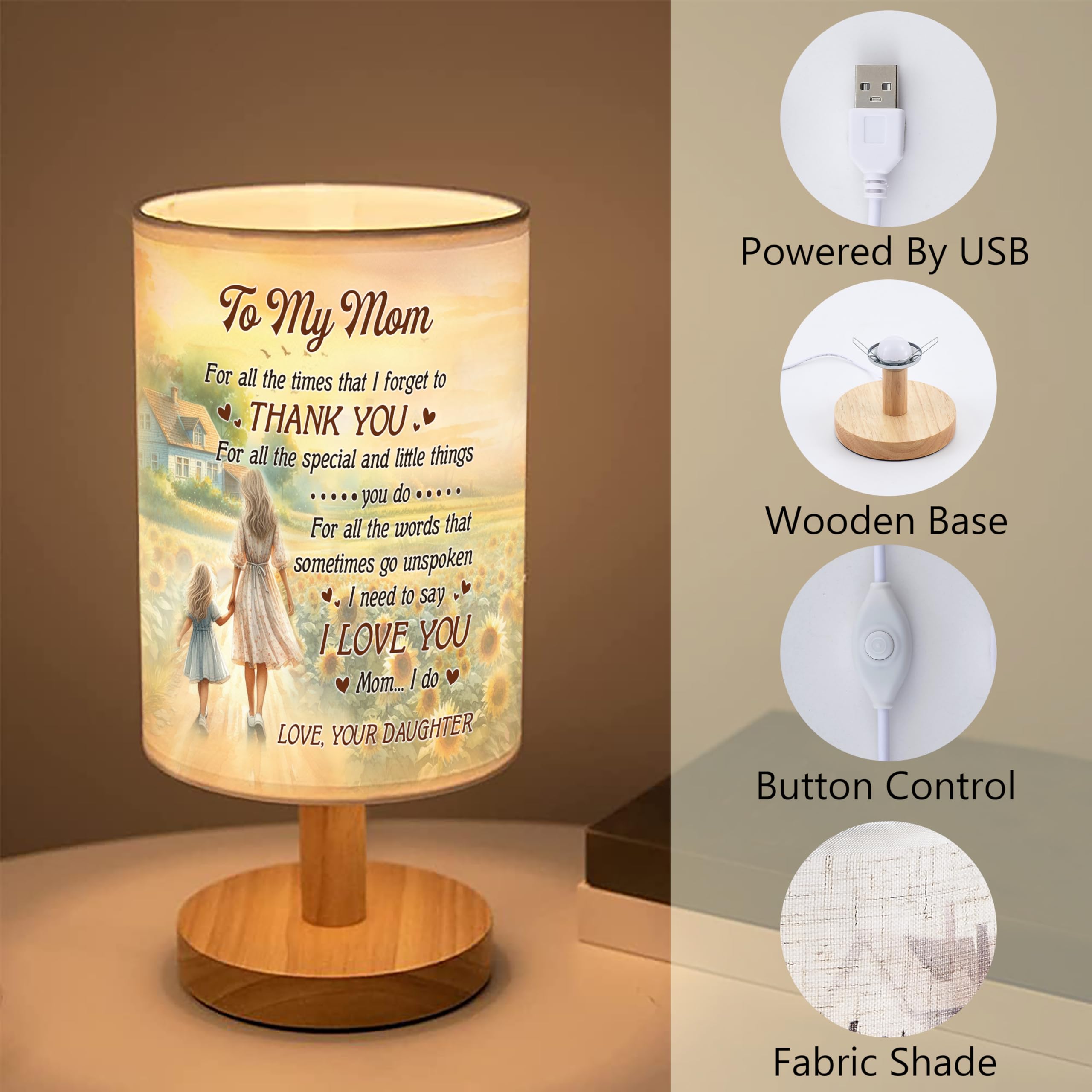 Myfihu Mom Table Lamp Mother'S Day For Mom From Daughter, Mother Daughter Lamp Tnt11
