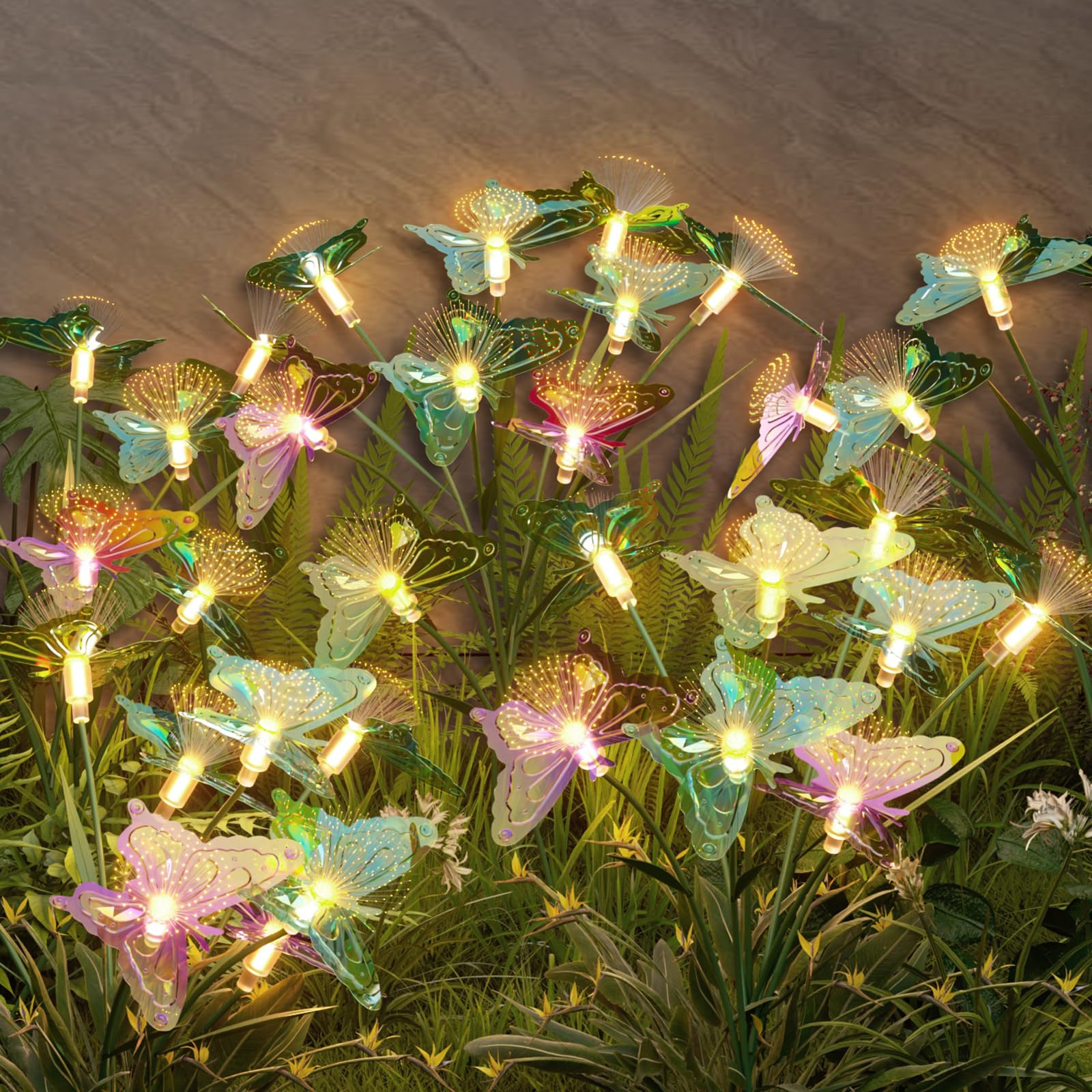 Flumy Solar Lights Outdoor Waterproof 8-Head Butterfly Decorations,Solar Garden Lights,Christmas Christmas Gift，Birthday Decorations,Butterfly Solar Lights For Garden And Yard 4Pack