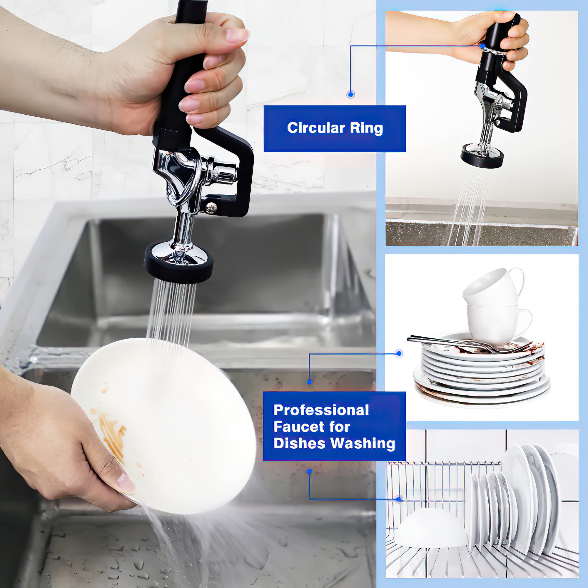 Ms Maxsen Wall Mount Commercial Kitchen Sink Faucet 4-8 Inch Adjustable Center Restaurant Kitchen Brass Mini Pre Rinse Unit,25'' Height With High Pressure Pull Down Spray And Add On Spout