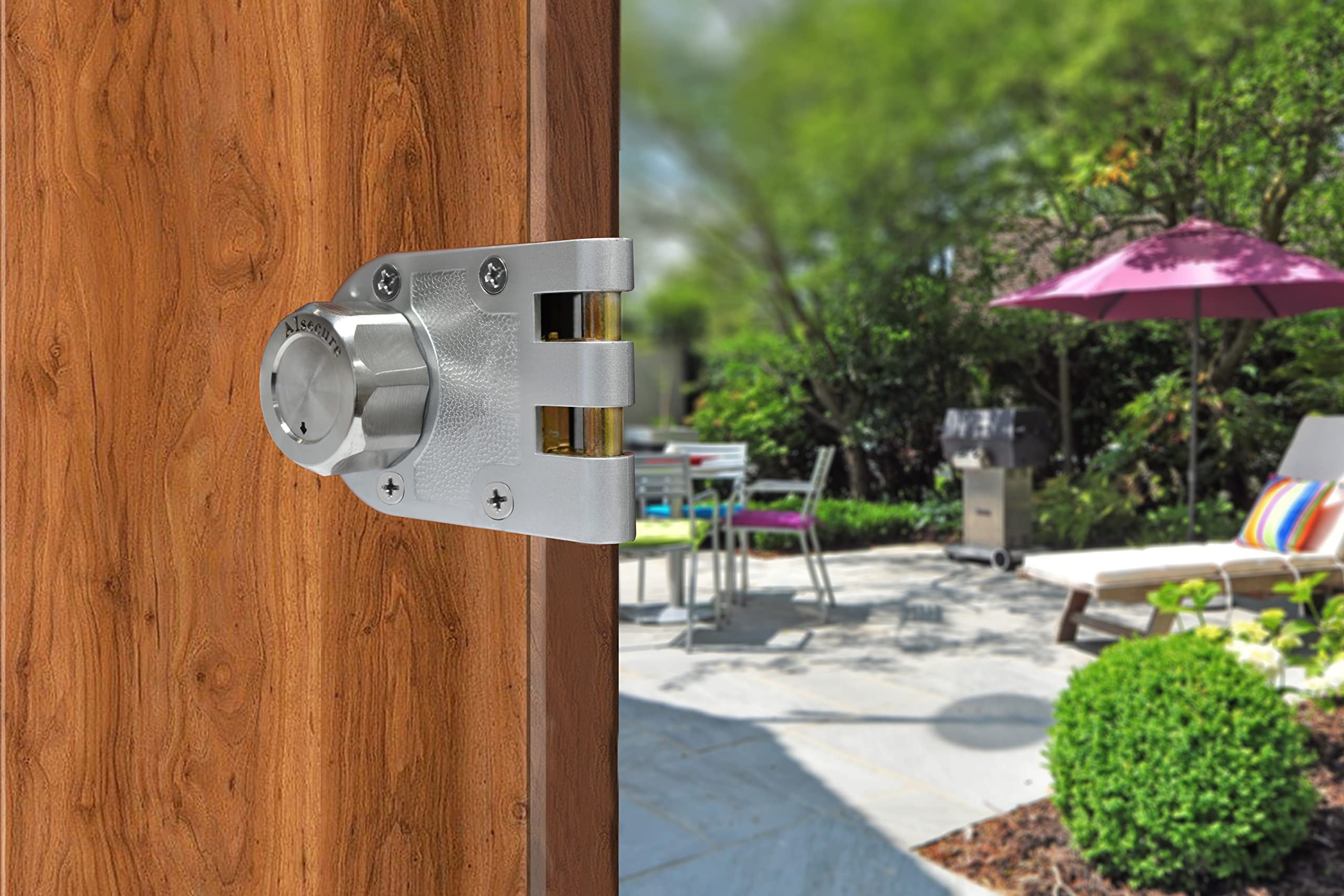 Aisecure Twist To Lock Jimmy Proof Deadbolt Lock Keyless With Unpickable Night Latch&Anti-Mislock Button 304 Stainless Steel Heavy Guard Security Single Cylinder Sc Keys Prohibits Forced Entry Silver