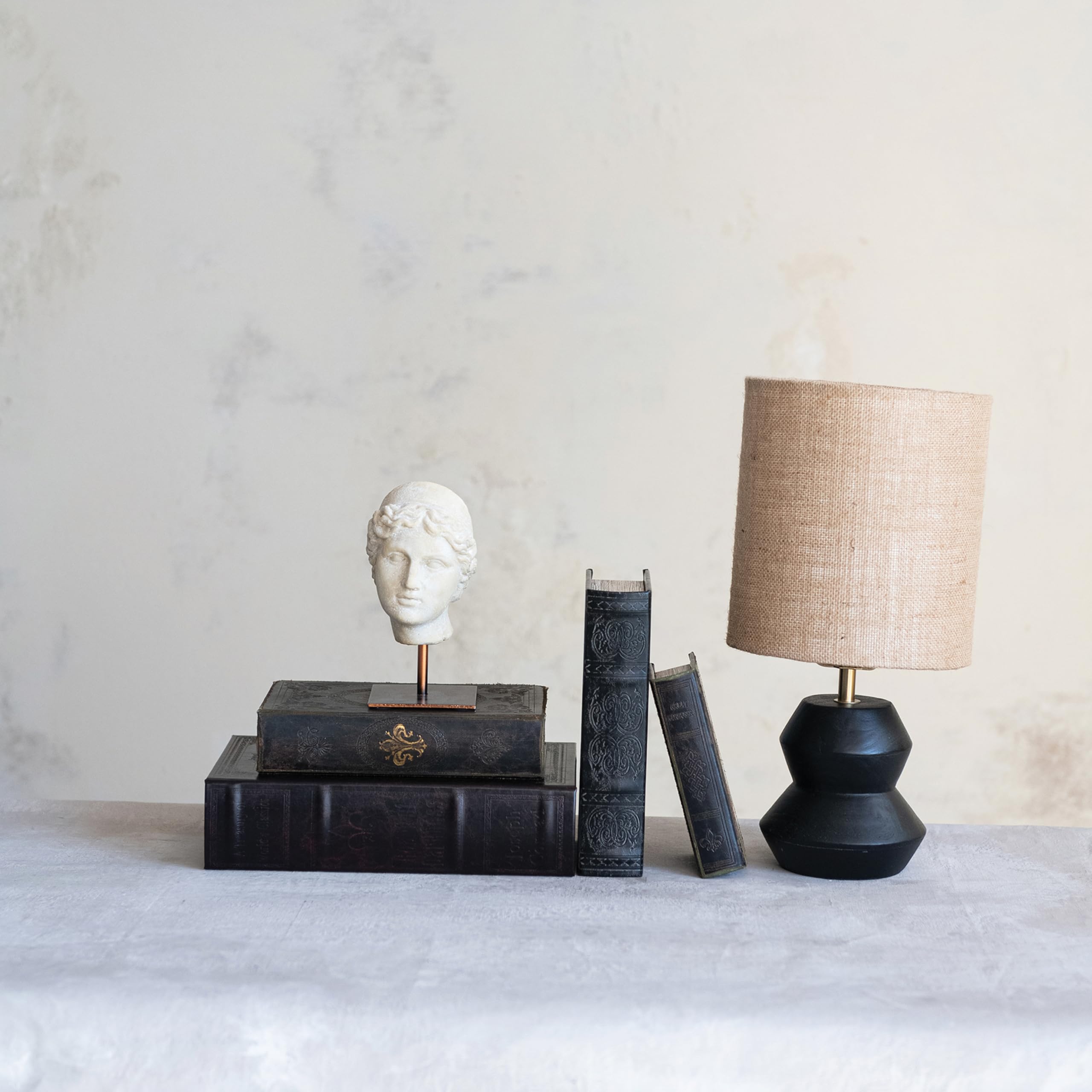 Creative Co-Op Mango Wood Table Lamp With Jute Shade, Black, Set Of 2