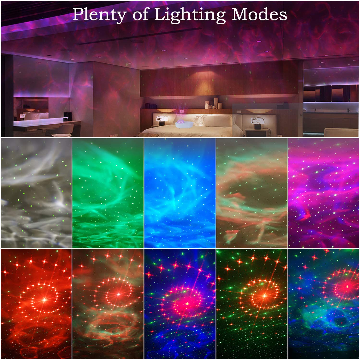 Sooncor Galaxy Star Night Light Projector Led Ocean Wave Bluetooth Music Speaker With Remote Control For Bedroom, Home, Room Decor