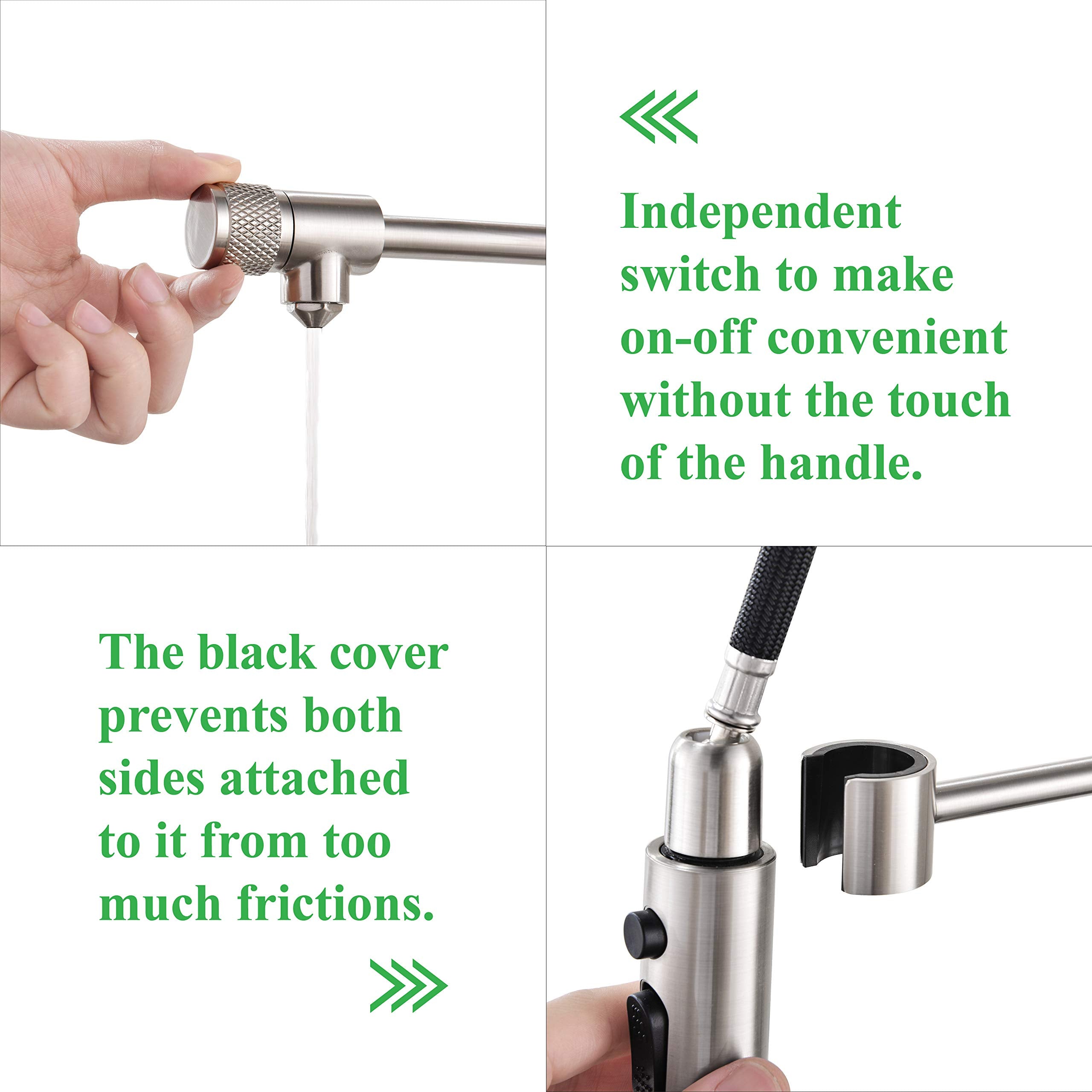 Paking Kitchen Sink Faucet, Pull-Down Water Filtration Faucet, Bar Filter, Brushed Nickel, Stainless Steel, Pb1017
