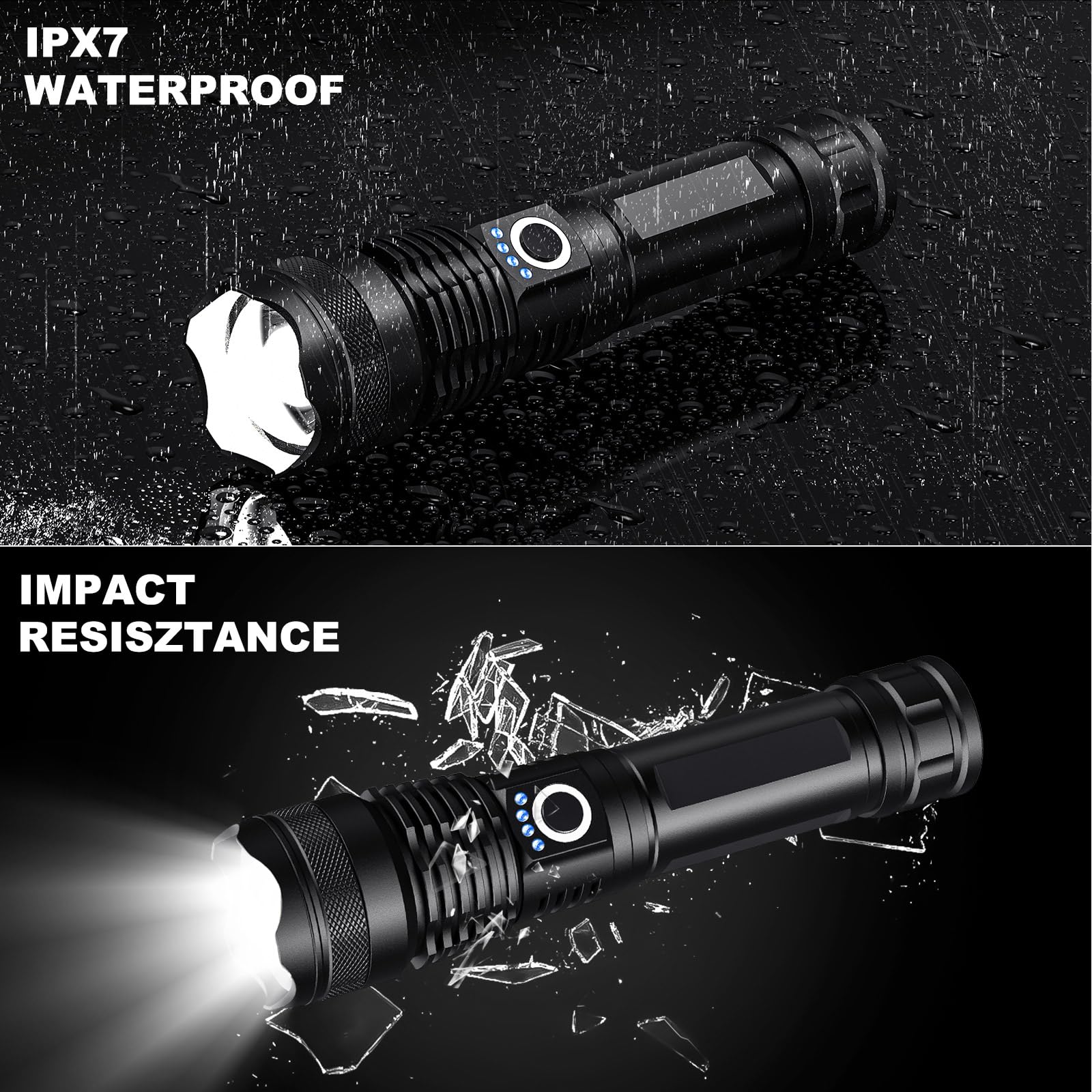 Lylting 4 Pack Rechargeable Led Flashlights High Lumens, 990,000Lm Super Bright Flashlight, Adjustable Powerful Flash Light With Usb Cable & 5 Modes, Waterproof Handheld Flashlight For Home Camping