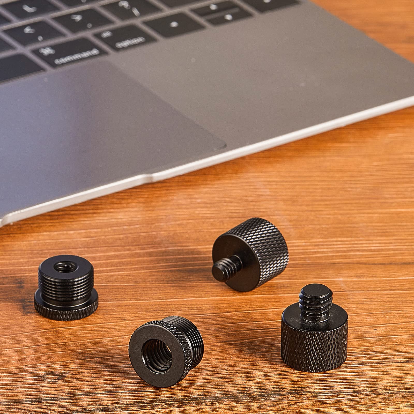 Hotop 4 Pieces Mic Stand Adapter 5/8 Female To 3/8 Male And 3/8 To 5/8 And 5/8 To 1/4 And 1/4 Female To 5/8 Male Combo Pack Microphone Stand Adapter To Camera Tripod