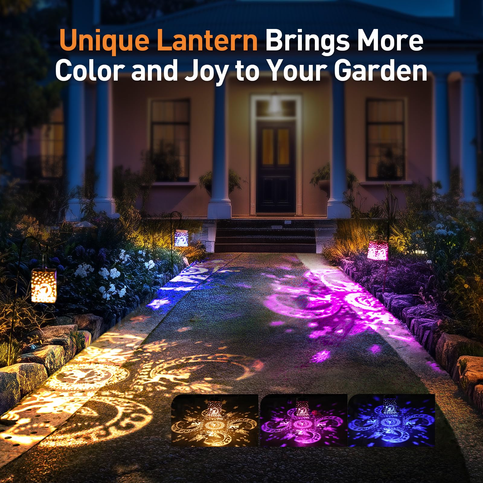 Agptek Flower Fairy Solar Lantern Outdoor Waterproof Garden Light, Metal Hanging Solar & Usb Powered Rgb Changing Light Holiday Gift For Women, Outside Decor Lantern For Backyard, Patio, Porch, Table