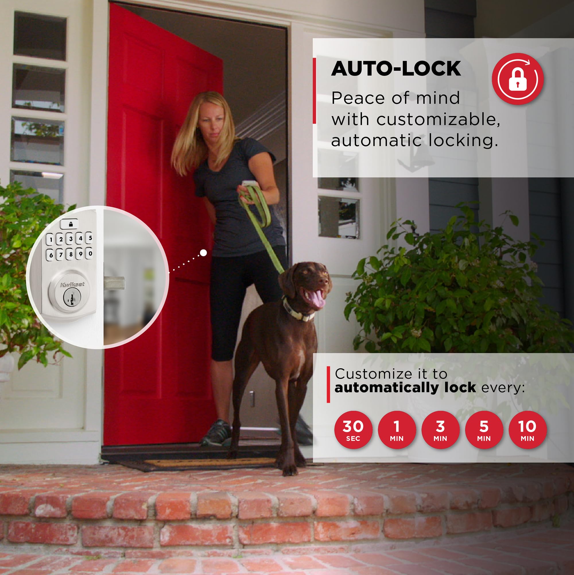 Kwikset Smartcode 260 Keyless Entry Electronic Keypad Deadbolt Door Lock With Auto-Lock, Custom User Codes, Advanced Security In Satin Nickel Traditional