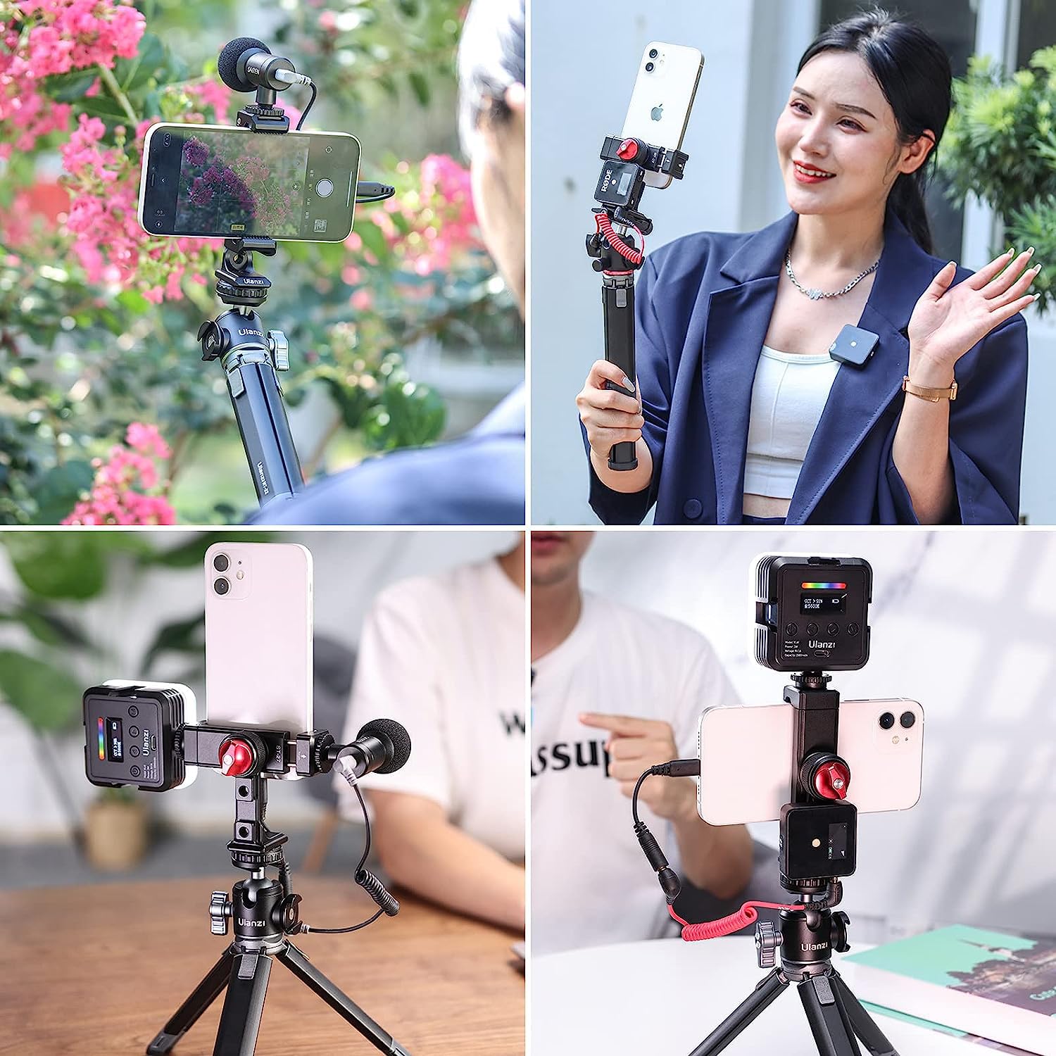 Pictron Metal Phone Tripod Mount 3 Cold Shoes & Arca Port, 360° Smartphone Tripod Adapter For Iphone Samsung Cell Phone Stand Holder For Desktop Tripod Video Live Streaming Vlogging Rig
