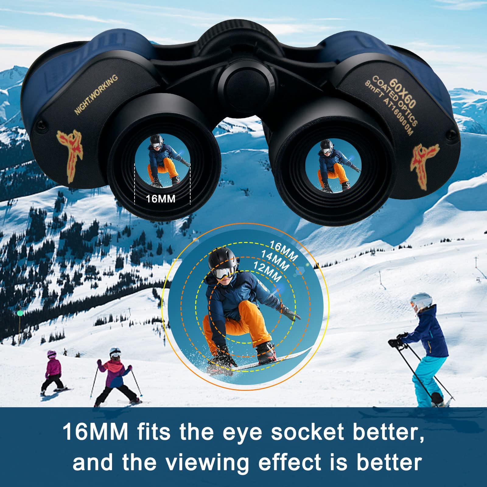 Piliwl Binoculars For Adults High Power,60×60 With Low Light Night Vision Waterproof Binoculars Watching Outdoor Sports Concerts Binoculars For Bird Watching Professional