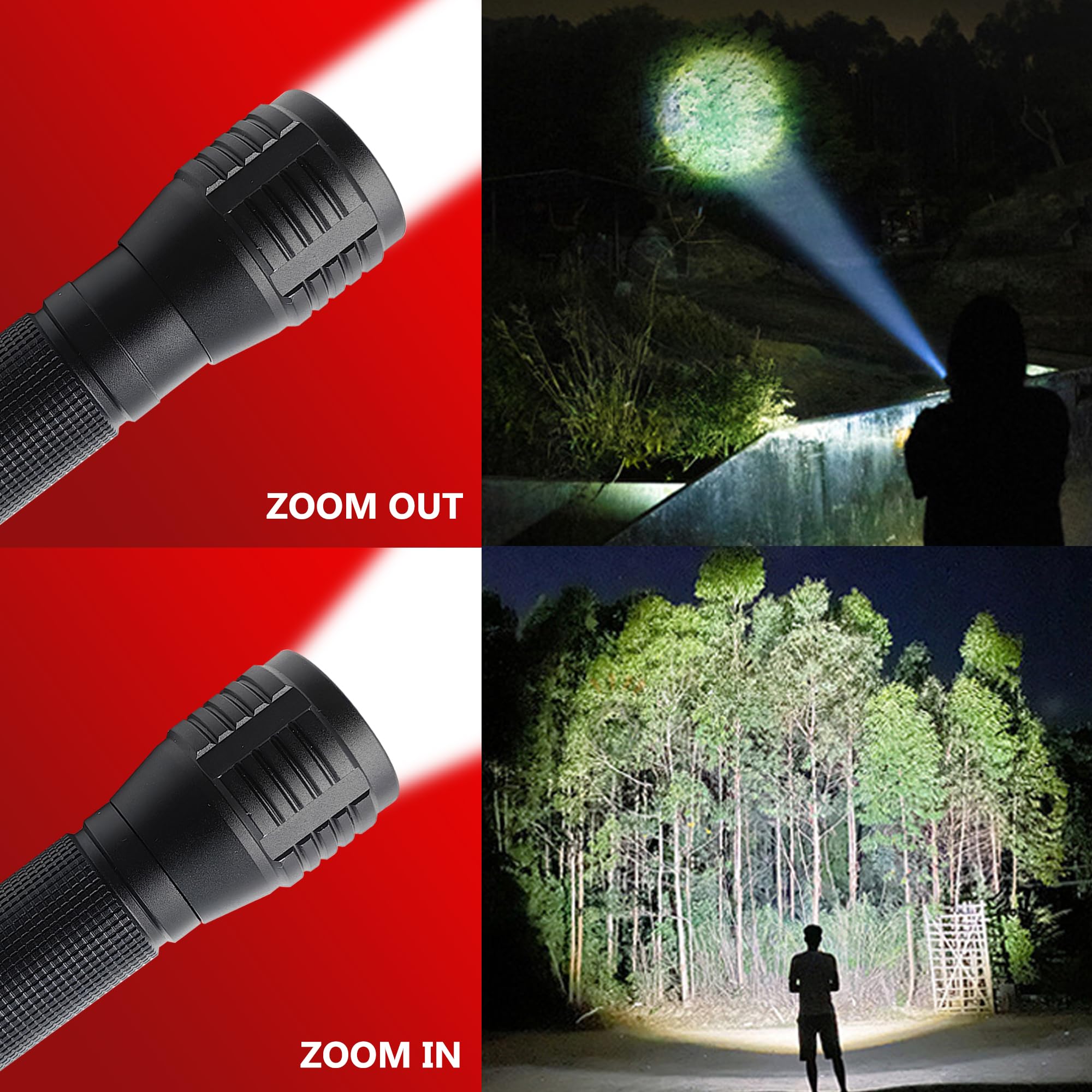 Zyunmall Led Flashlight High Lumens 3 Modes White Light Handheld Flashlights For Outdoor Activity & Emergency Use, 4-Pack