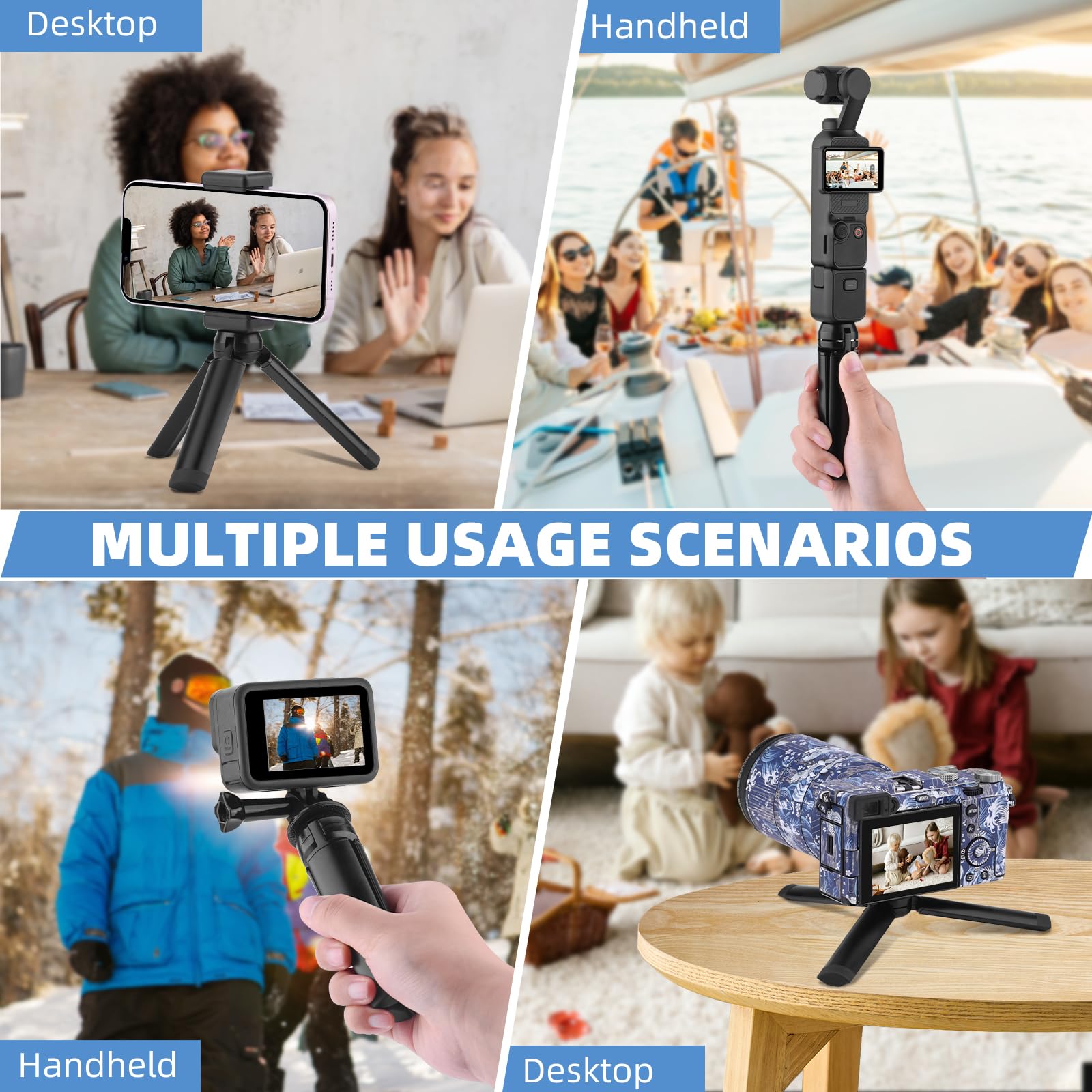 Heiyrc Mini Vlog Tripod For Dji Pocket 3 Om Osmo Mobile 7P 6, For Gopro 13 Max Hero, For Insta360 X5 X3 X4, For Dji Action 5 Pro Smooth Hohem Feiyu Dslr Camera Desktop Tabletop Stand Grip Accessories