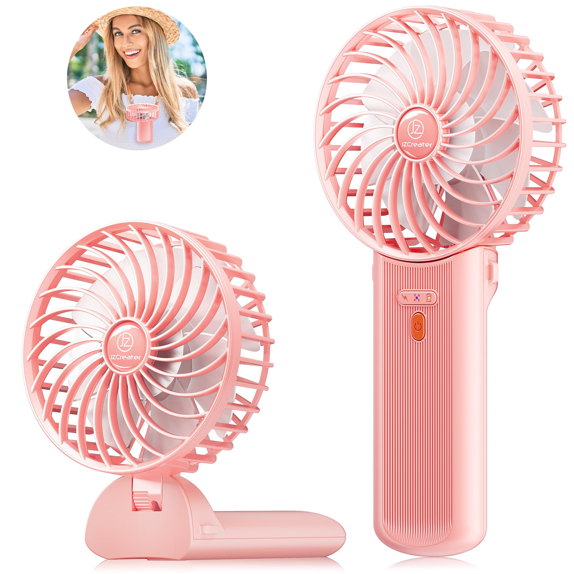 Jzcreater Mini Handheld Fan,Portable Hand Held Fan, 15H Cooling Fan, Quiet 4 Speed, Usb Rechargeable - Koospark
