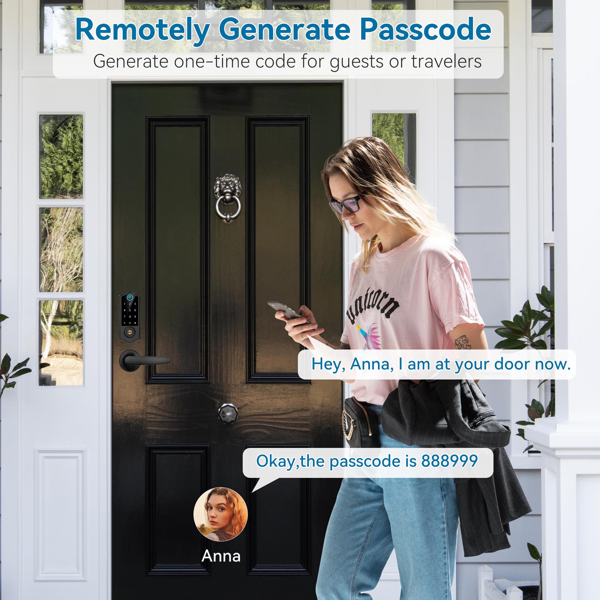 Harfo Smart Fingerprint Door Lock, Keyless Entry Deadbolt, Full App Control Biometric Lock, Electronic Digital Touchscreen Keypad, Auto Lock, Easy Install, Black