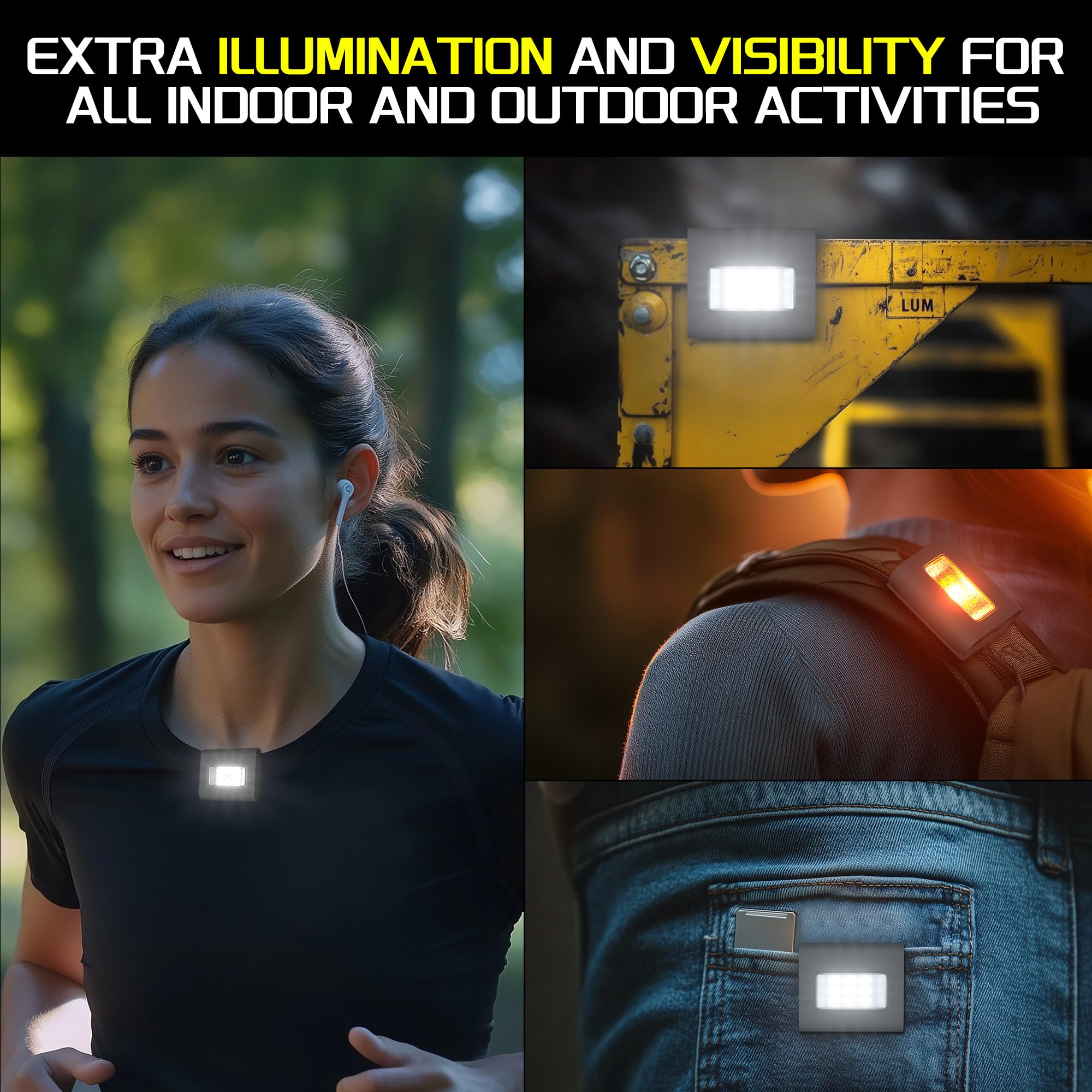 Molrebe 2Pack Clip On Running Lights, Rechargeable Magnetic Led Safety Lights With Red Strobe, Waterproof, Usb Charging, Flashlight For Night Jogging, Dog Walking, Hiking Backpack, Cycling