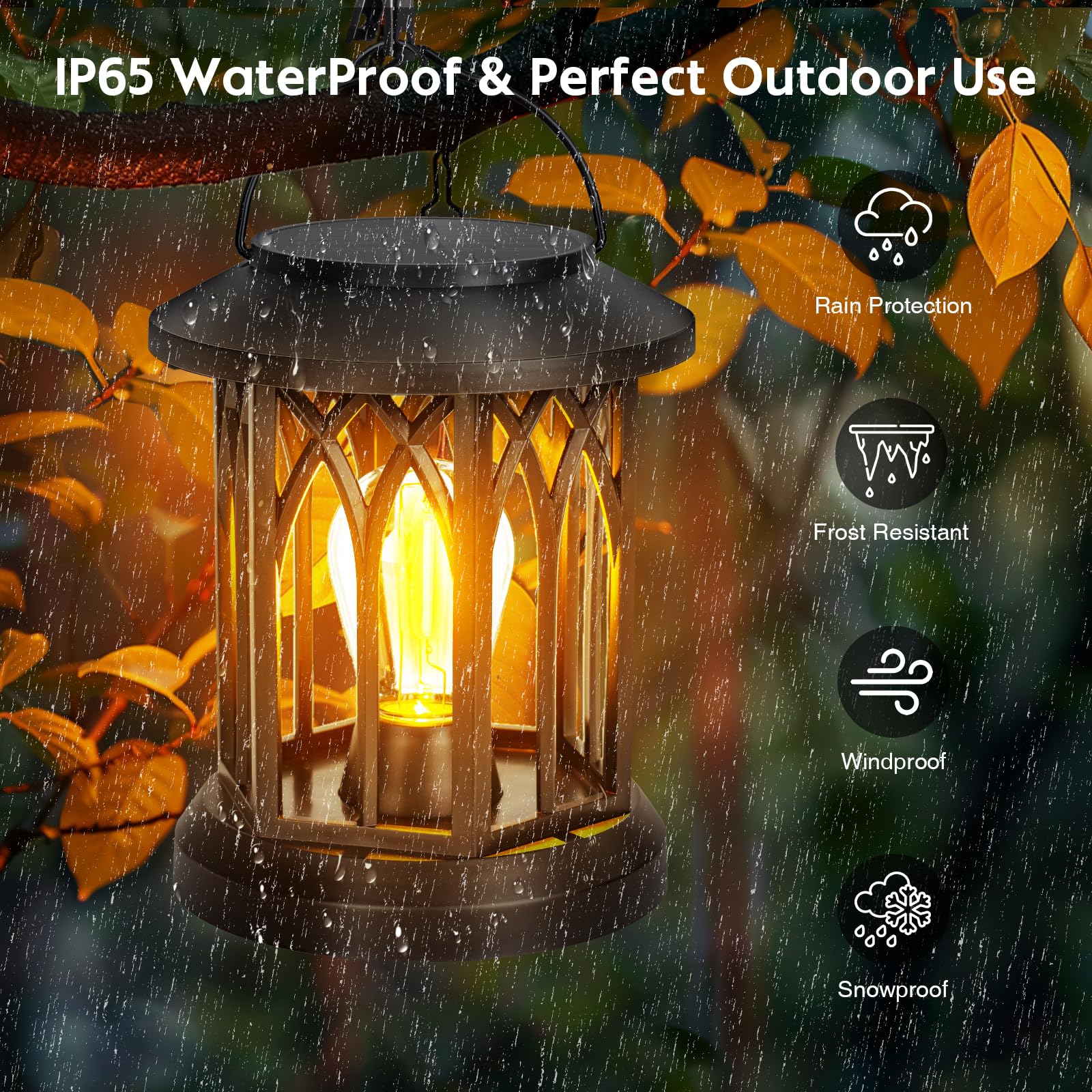 Bomier Hanging Solar Lanterns Outdoor Waterproof - 2 Pack Solar Lantern Decorative, Hanging Solar Lights For Outside, Outdoor Solar Powered Lantern With Handle & Clip For Patio Yard Decor