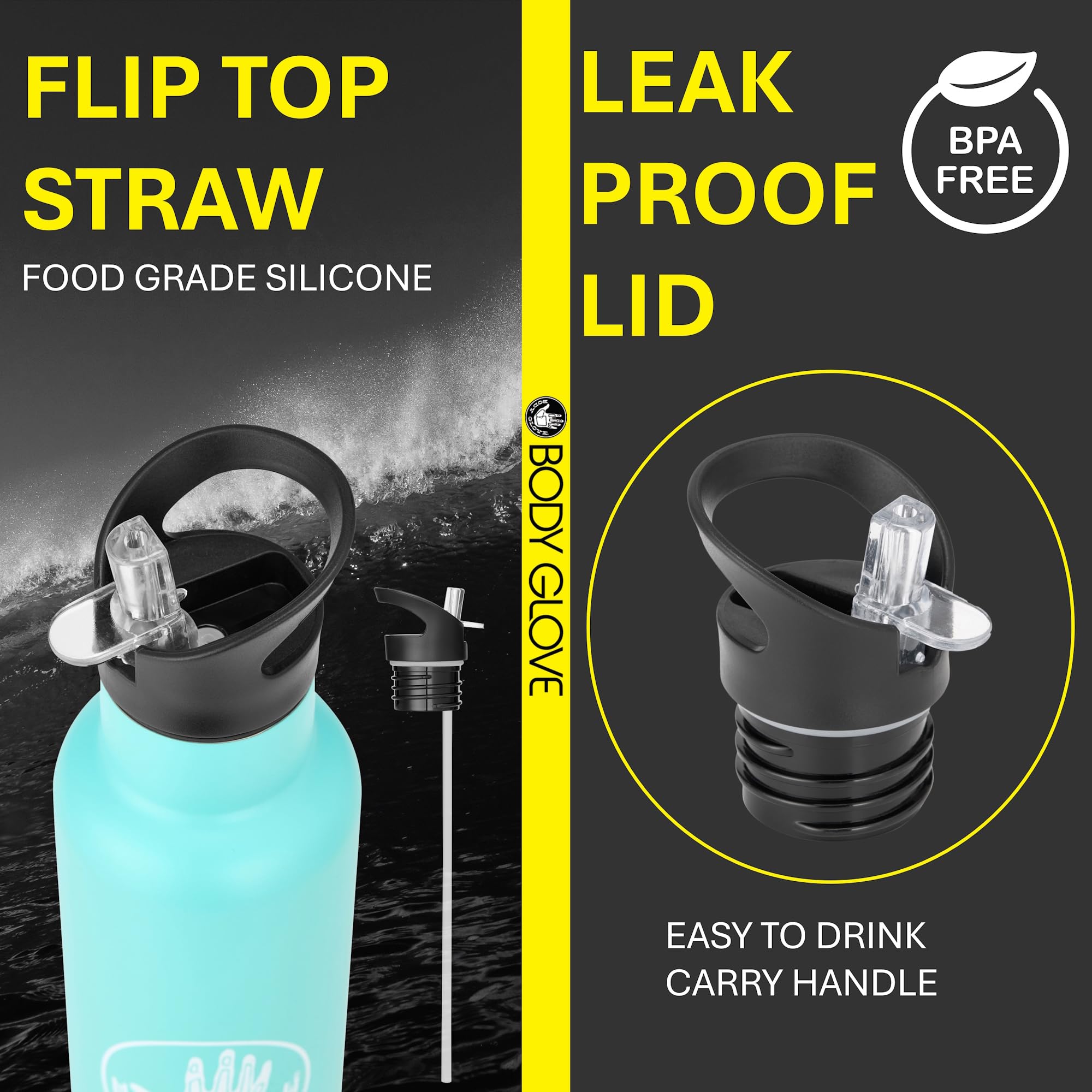 Body Glove 25Oz Stainless Steel Vacuum Insulated Water Bottle With Straw