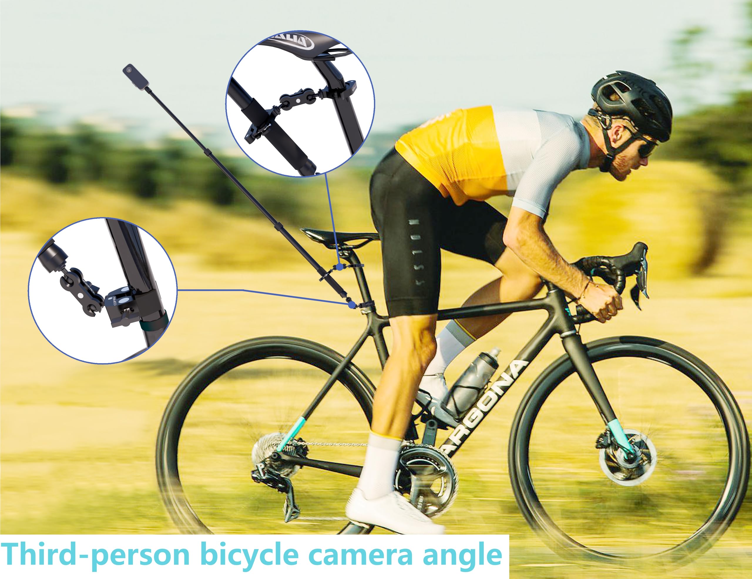 Cofry Motorcycle Camera Mount For Insta 360,Adjustable Studio Microphone Boom Arm Stand With Dual Mounting Clamps, Extension Pole Kit Compatible With Insta360 X4 And Gopro