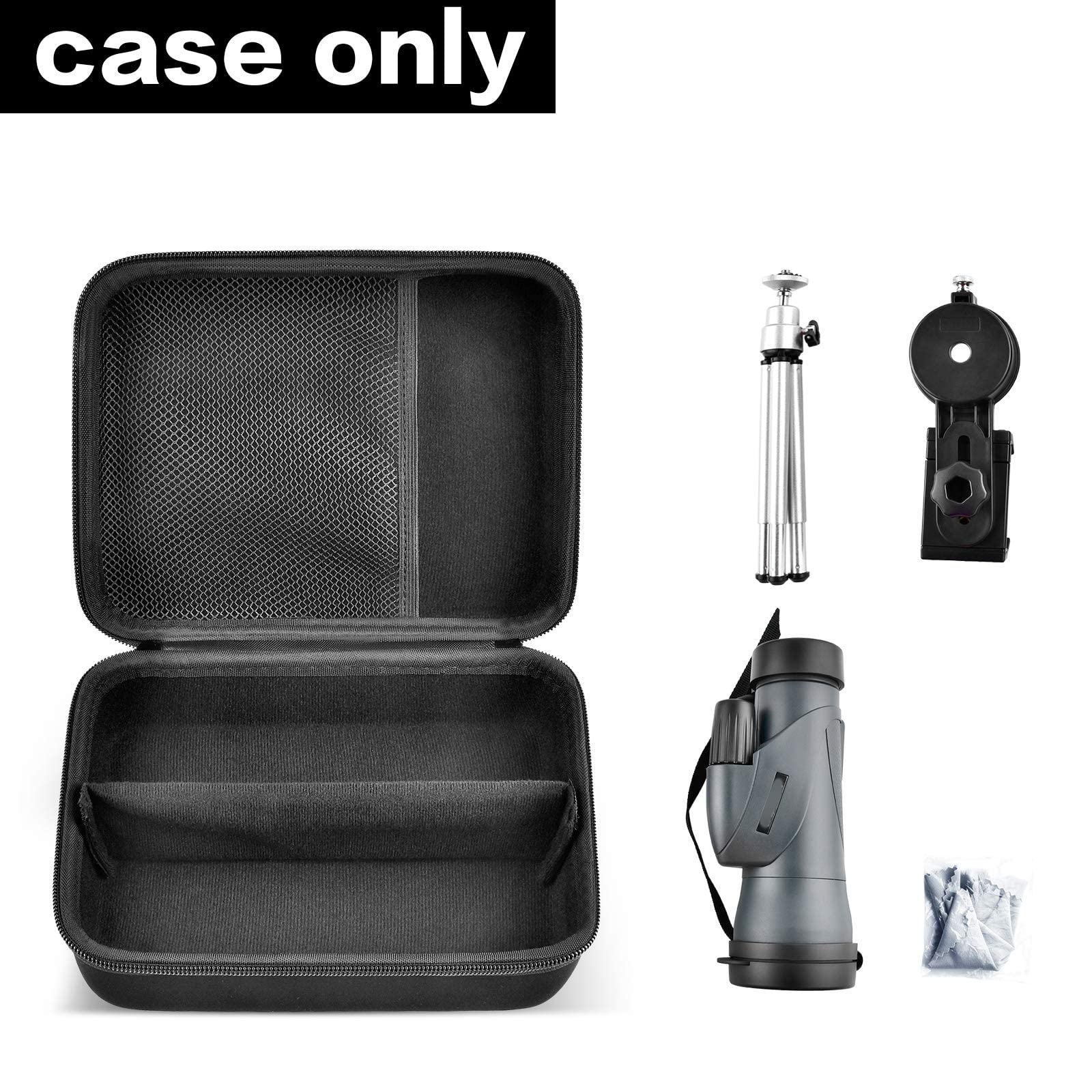 Comecase Monocular Telescope Case Compatible With Gosky 12X55/ For Eullsi/For Physiophyx 80X100/ For Pankoo 12X50/ For Titan 12X55 High Definition Monocular Telescope And Smartphone Holder & Tripod-Bag Only