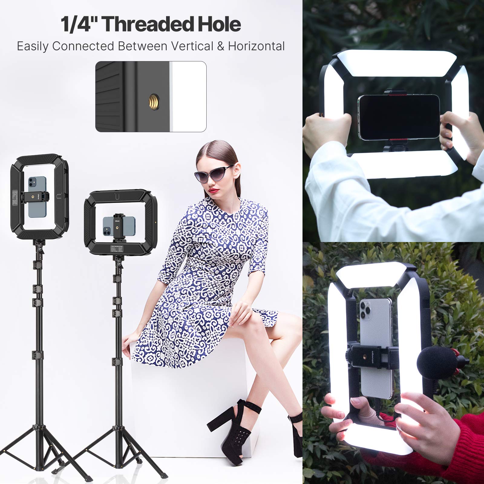 Pictron Smartphone Video Rig U200 Handheld Led Ring Light Selfie Light Phone Video Stabilizer For Camera, Smartphone, Action Camera, Youtube, Setup, Filmmaking, Makeup, Vlogging