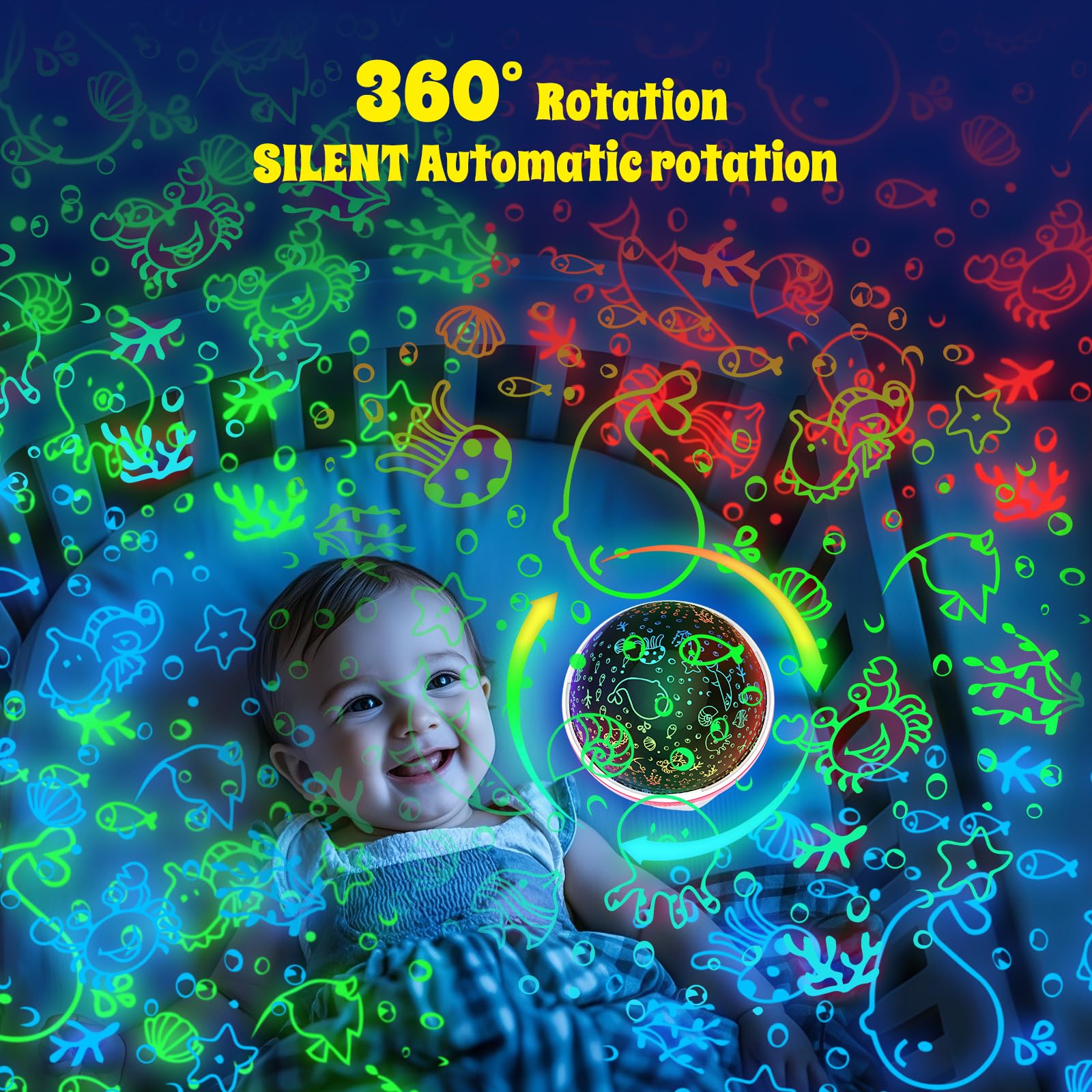 Baisiqilb Kids Star Night Light, Night Light Projector,Nebula Star Projector 360 Degree Rotation - 6 Led Bulbs 18 Light Color Changing With Usb Cable, Romantic  For Men Women Children (Pink)