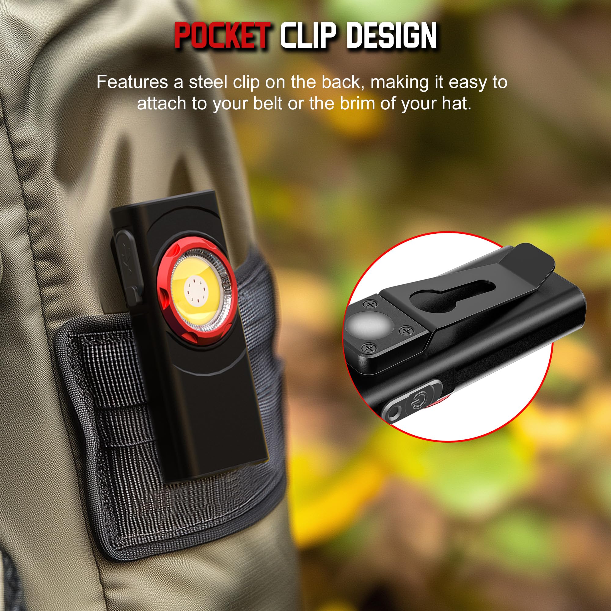 Hopedone Edc Flashlight Rechargeable, 700 Lumens Mini Led Flashlight With 8 Modes Dual Light Sources Magnetic Flashlights With Clip Waterproof Pocket Flat Flashlights For Night Working (1, Black)