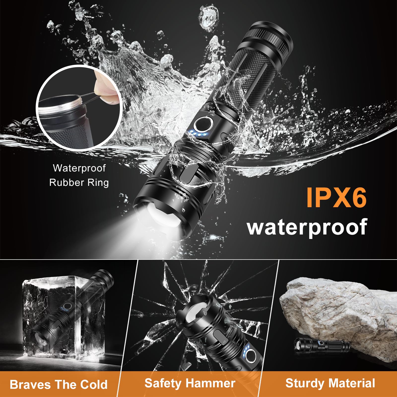 Maoke Bole Rechargeable Flashlights 20000 High Lumens, High Power Led Flashlight, Xhp70.2 Powerful Tactical Flashlight With Zoomable, 5 Modes, Ipx6 Waterproof, Flashlight For Camping, Hiking, Emergencies