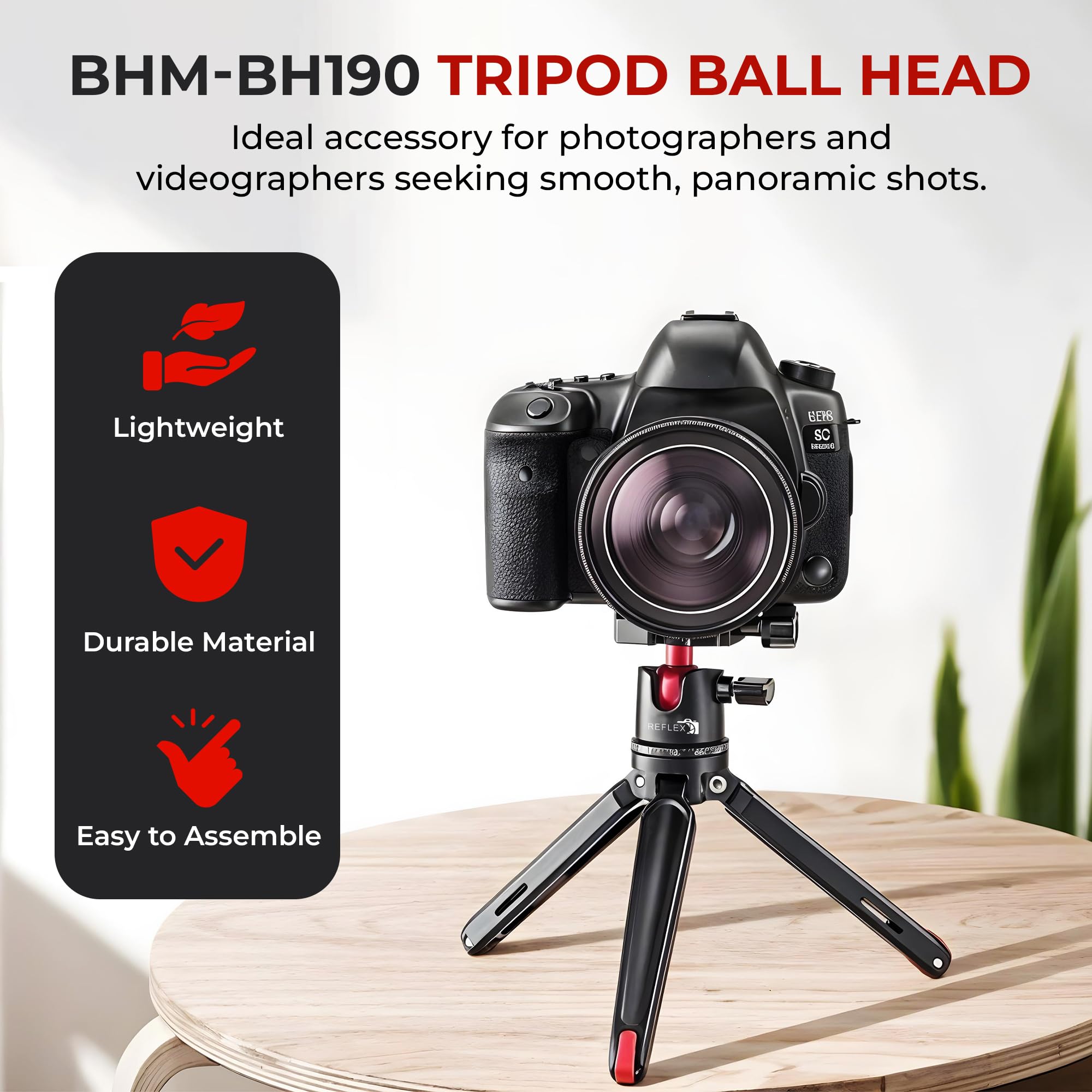 Reflex Camera Metal 9" Mini Tripod Desktop Tripod With 360° Ball Head And 1/4" Screw For Dslr Cameras, Smartphone, Projectors, Webcams With Quick Release Plate & Bubble Spirit Level, 5Kg Load