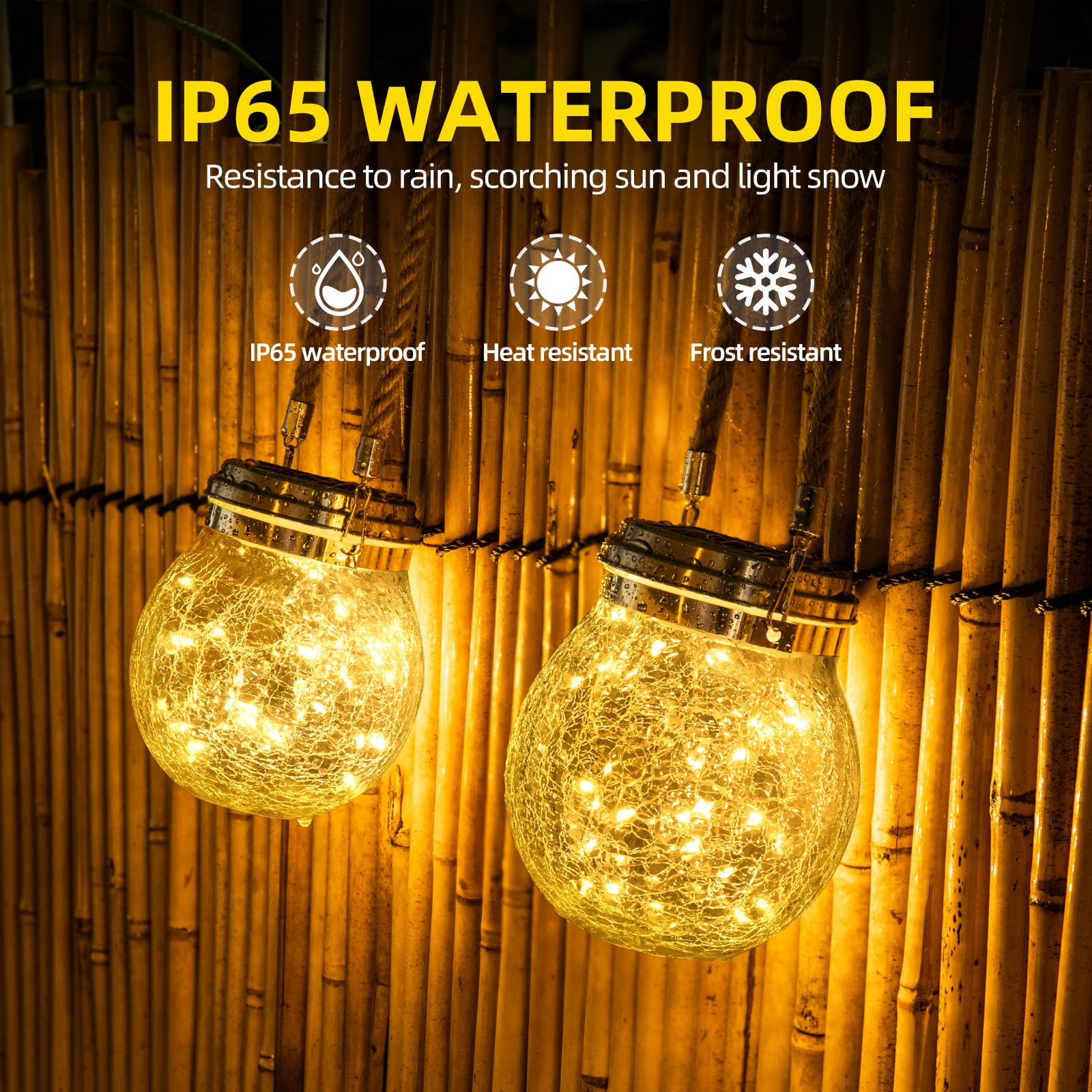 Roshwey Solar Lantern, 2 Pack Garden Decor Lights Waterproof Outdoor Lanterns With 30 Led Solar Lights Patio Hanging Lights For Backyard Fence Pathway Porch Christmas Decorative, Warm White