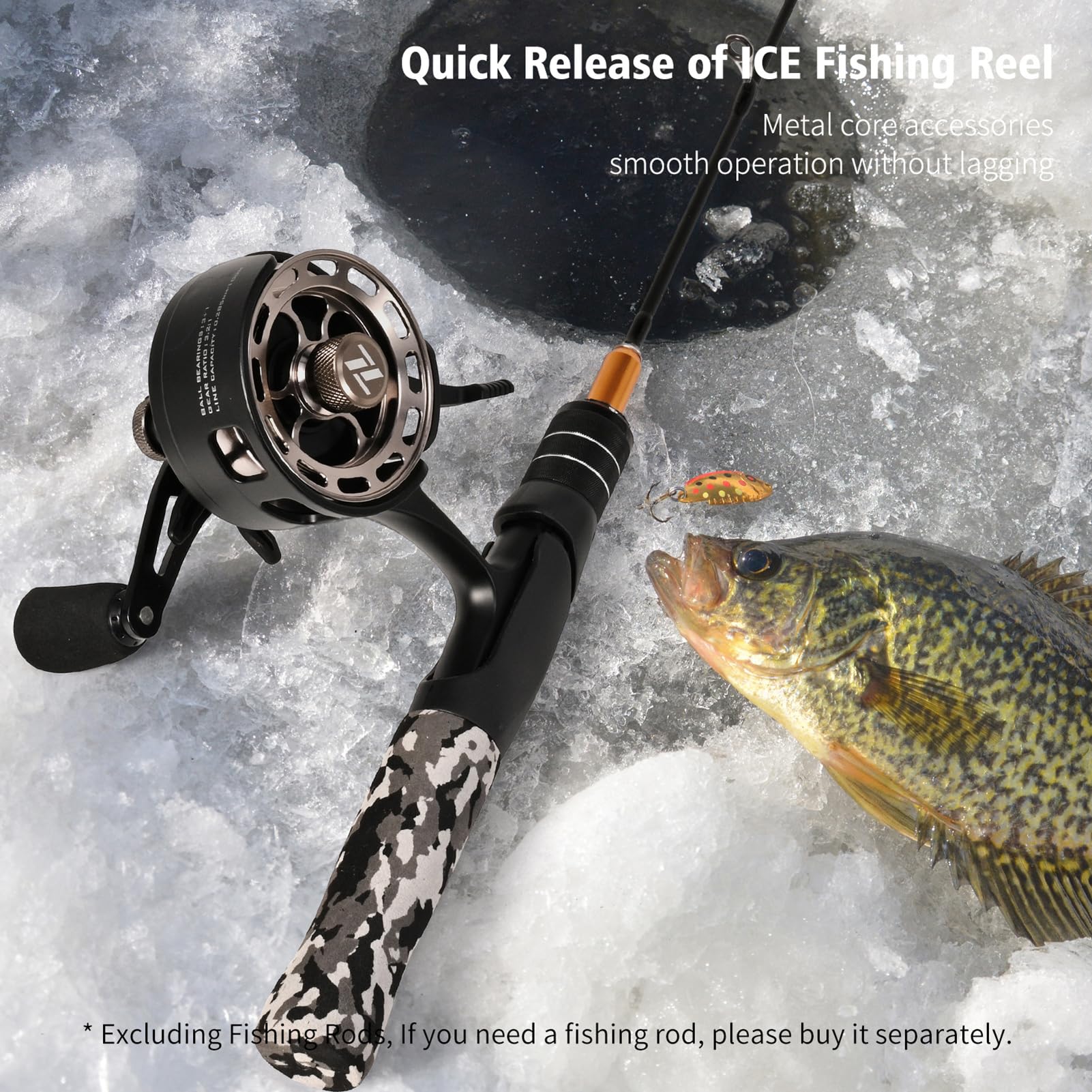 Karlak Ice Fishing Reels 3.2:1 Gear Ratio Ultra Smooth 3+1 Ball Bearings Fishing Reel
