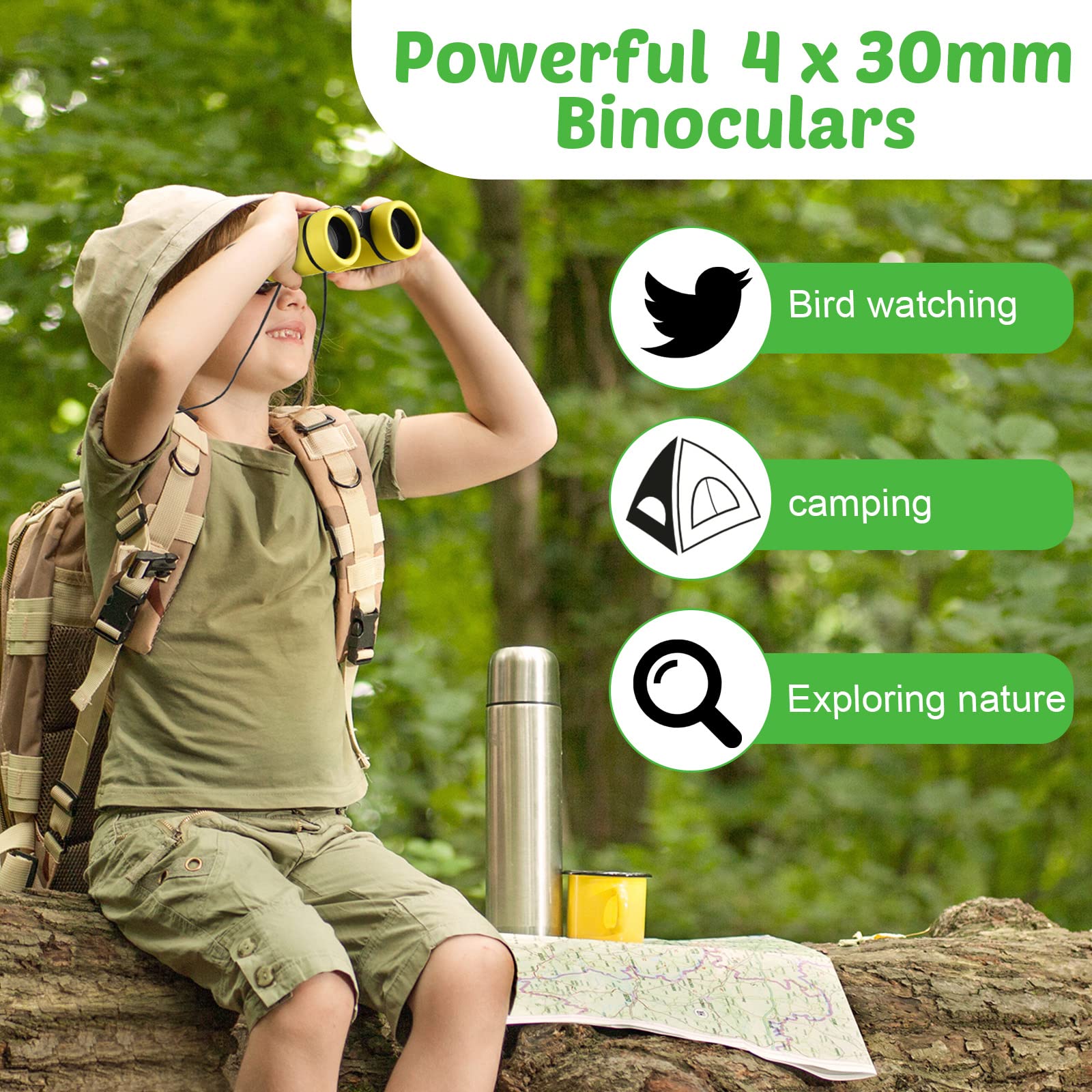 Yunsailing 9 Pack Kid Binoculars Shockproof Mini Compact Binoculars  For 3-12 Years Boys Girls Folding Small Telescope For Kids Bird Watching Camping Outdoor Play, 9 Colors