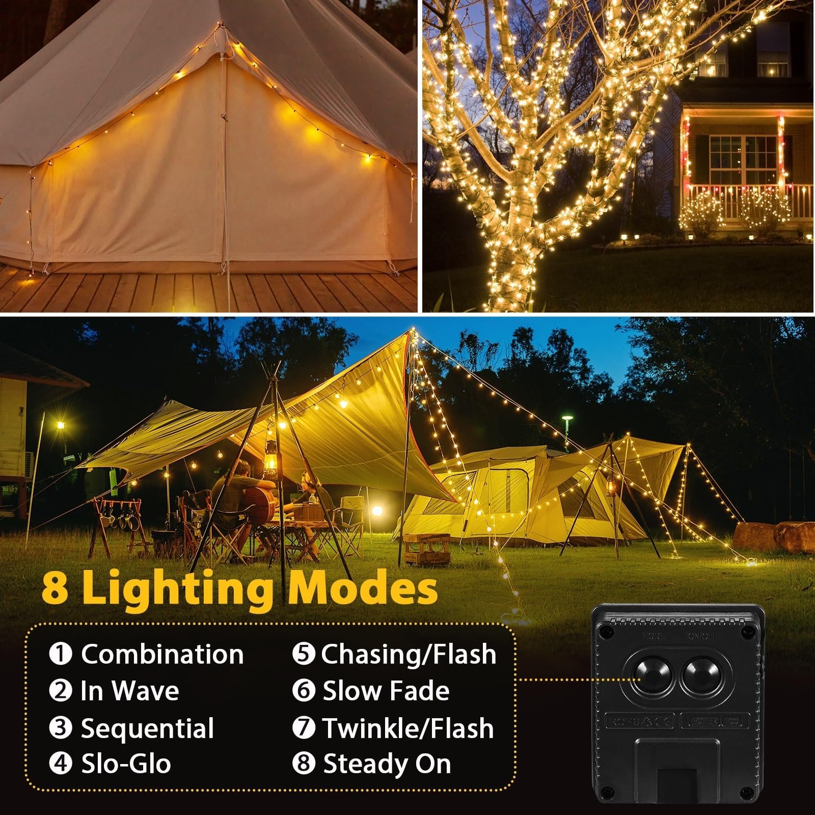Mocalido 2 Pack Solar Christmas Lights For Outside, 240 Led 80Ft Total Outdoor String Lights Solar Powered, Waterproof Twinkle Light For Xmas Tree Yard Garden Decor, Warm White